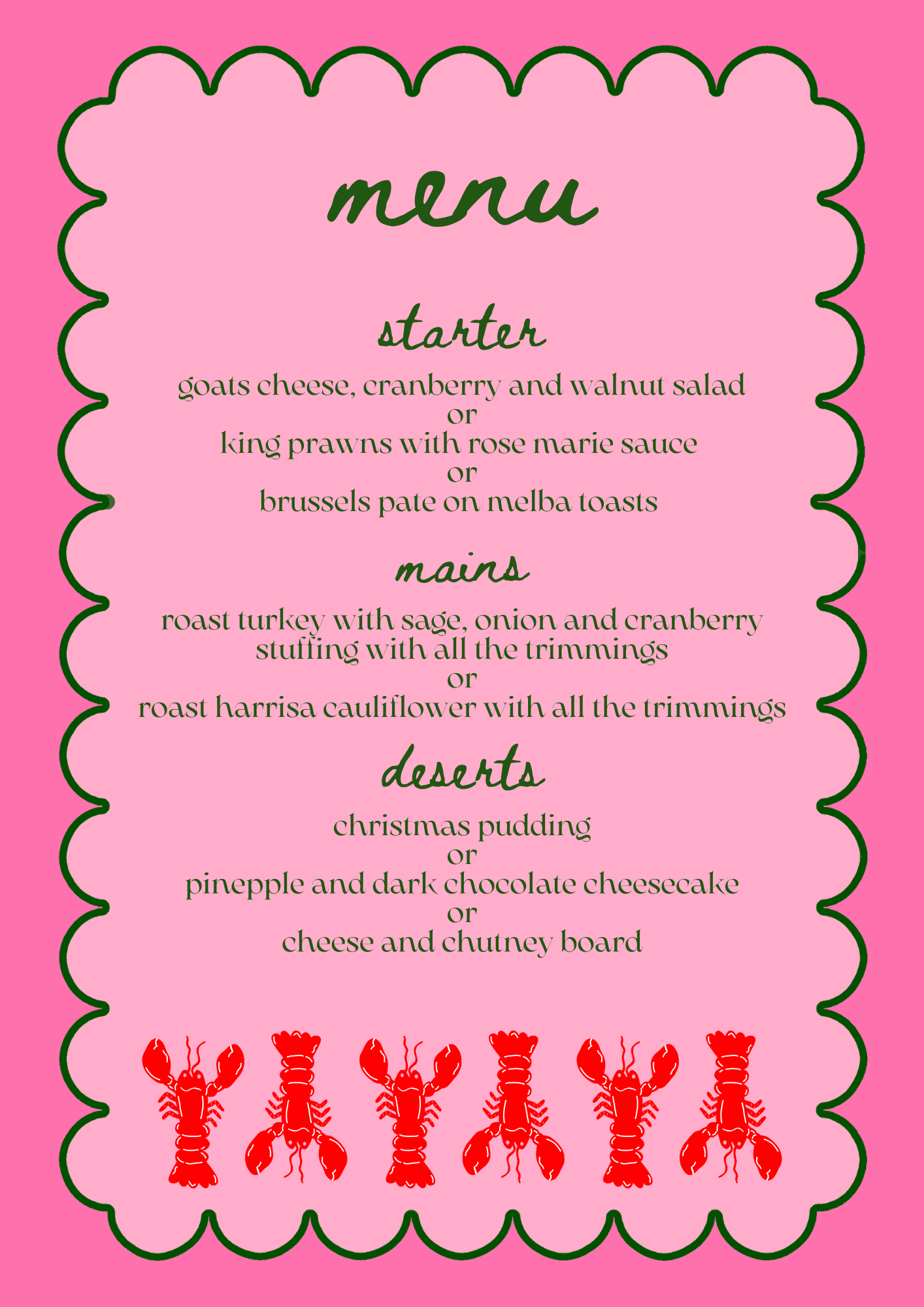 Lobster Christmas Menu (Digital Download)