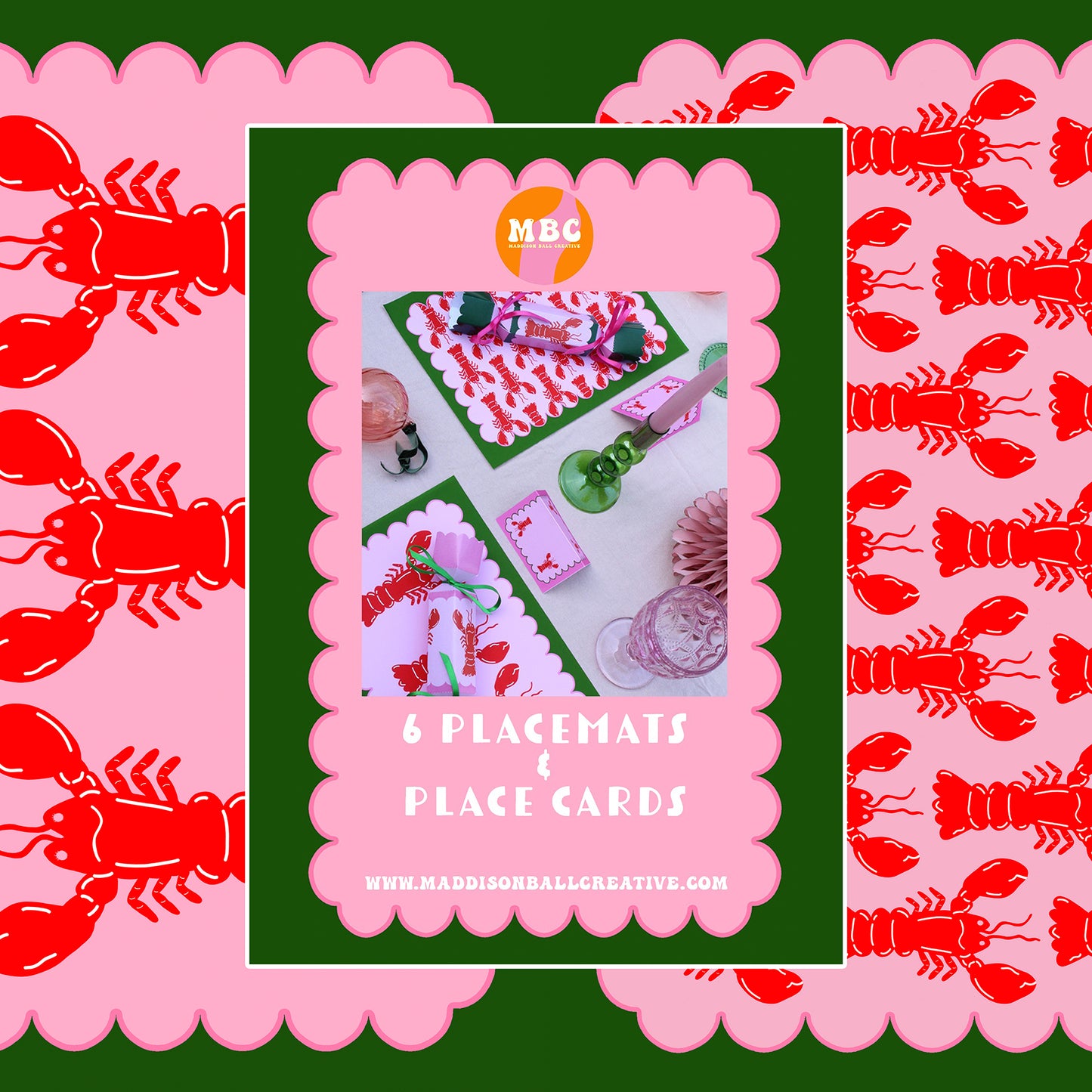 Lobster Placemat & Place Card Set
