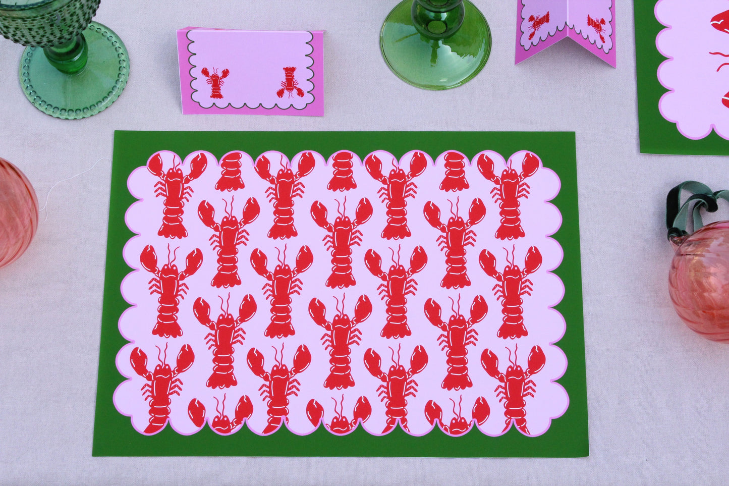 Lobster Placemat & Place Card Set