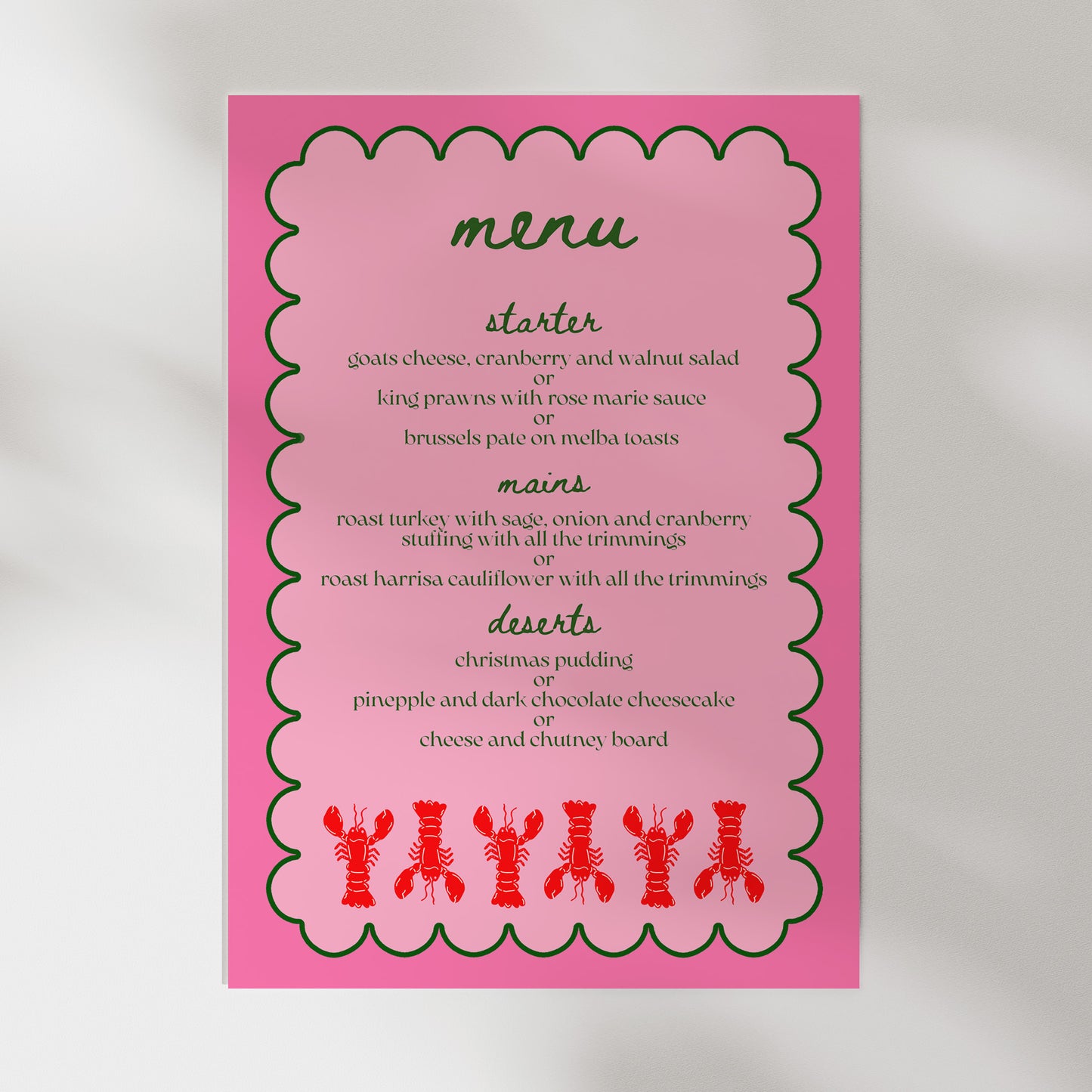 Lobster Christmas Menu (Digital Download)