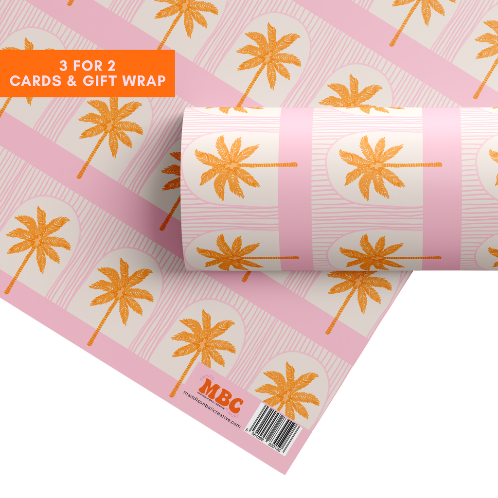 Pink Palm Tree Gift Wrap