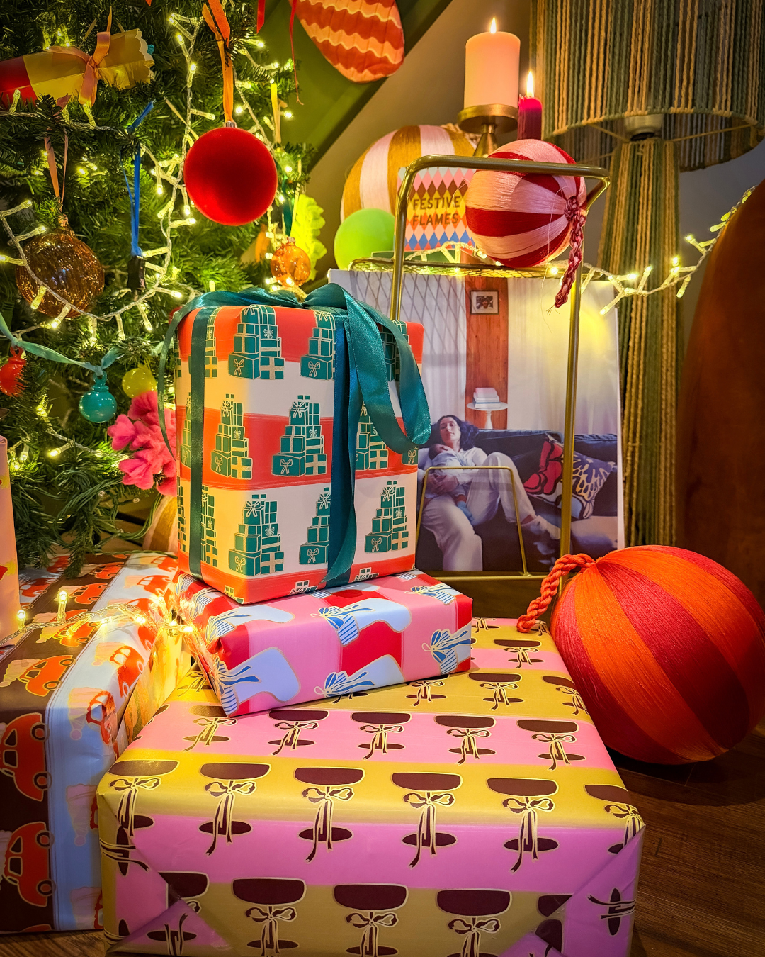 Christmas Present Stack Gift Wrap Sheet