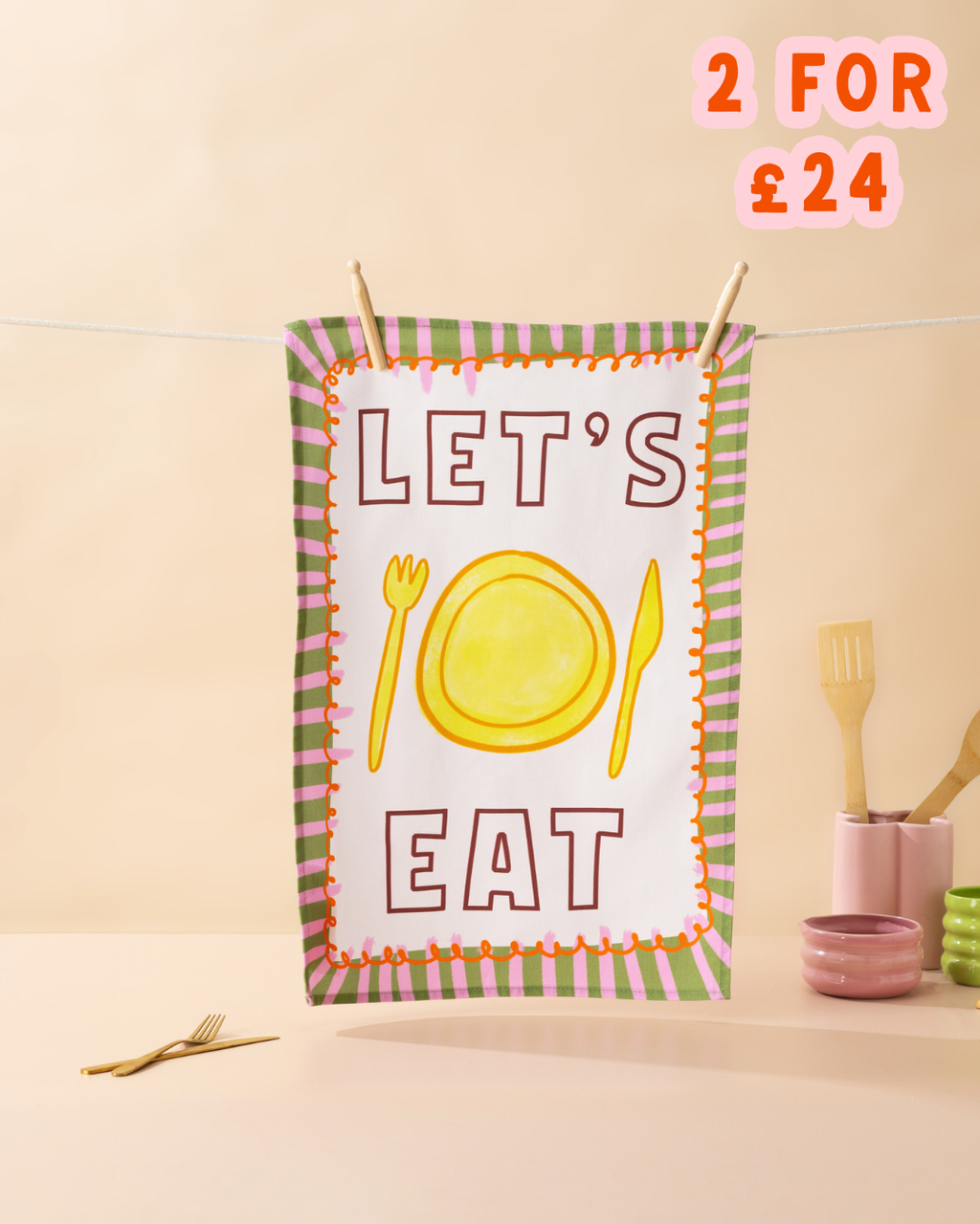 Let's Eat Tea Towel