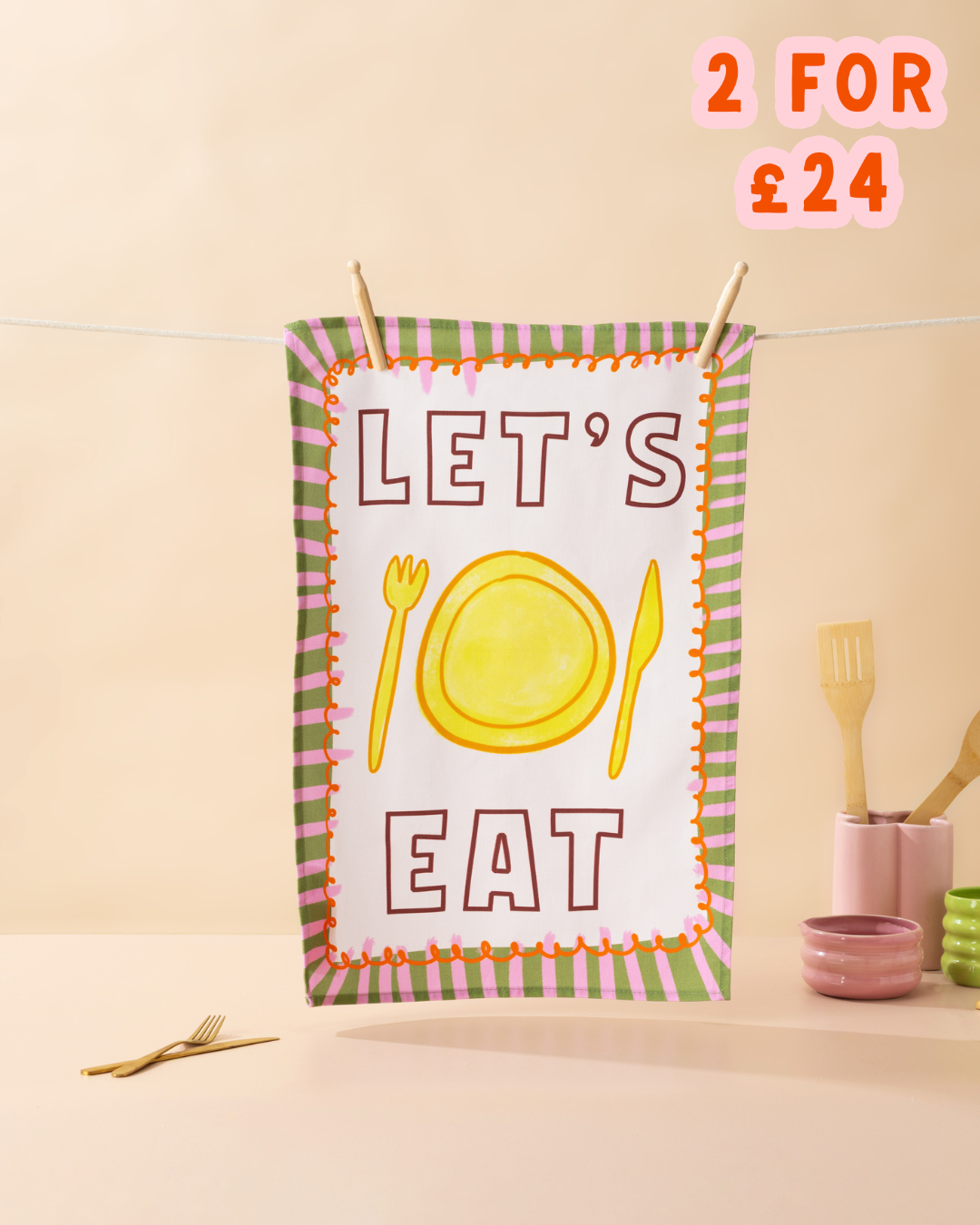 Let's Eat Tea Towel