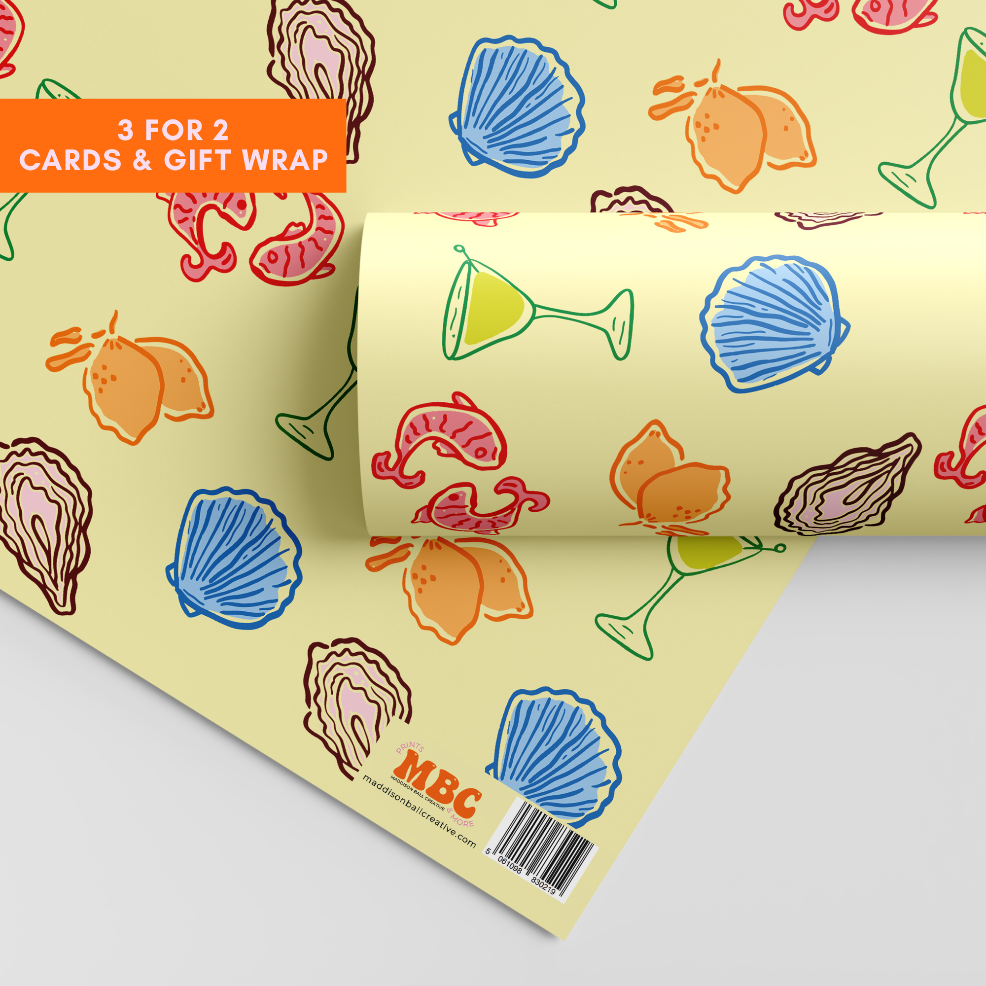 Yellow Postcard Pattern Gift Wrap