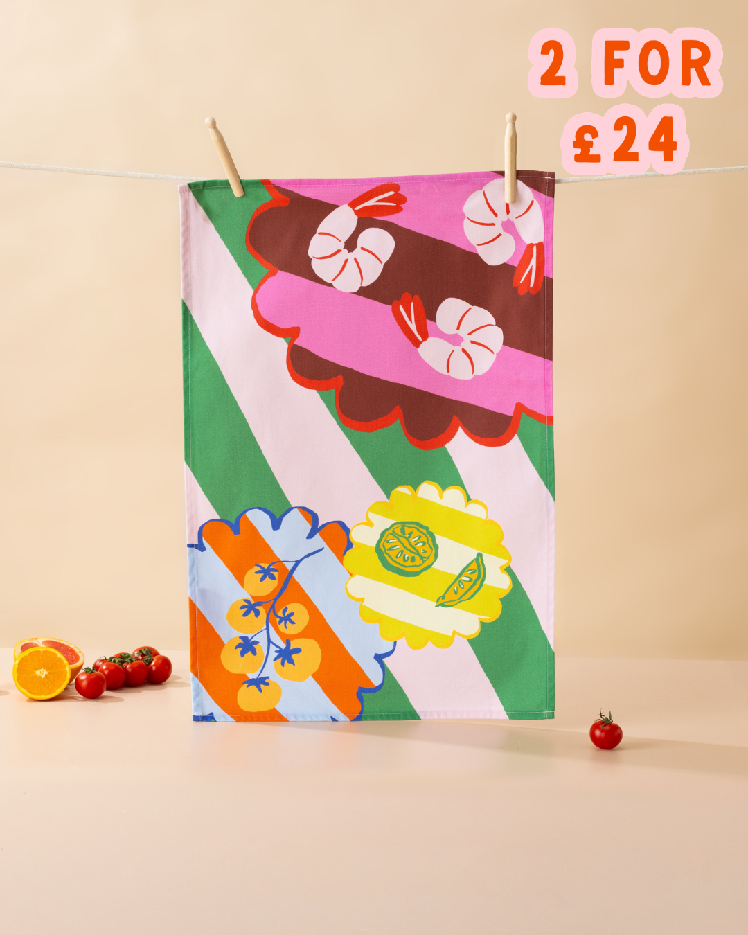 Prawn Kitchen Print Tea Towel