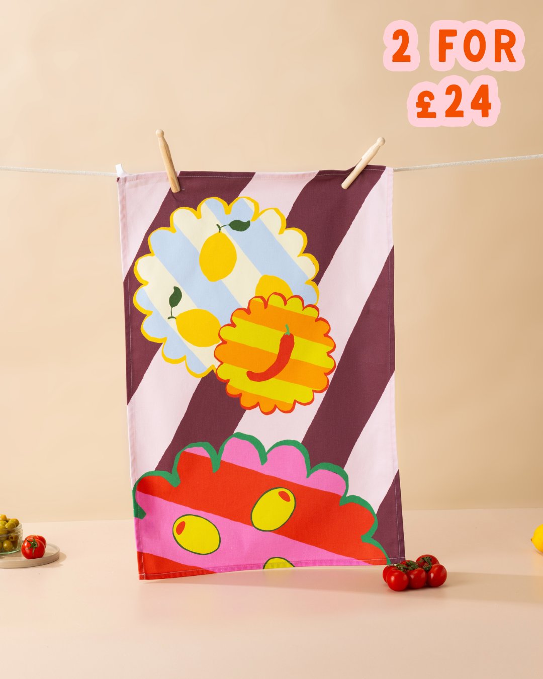 Olive Kitchen Print Tea Towel
