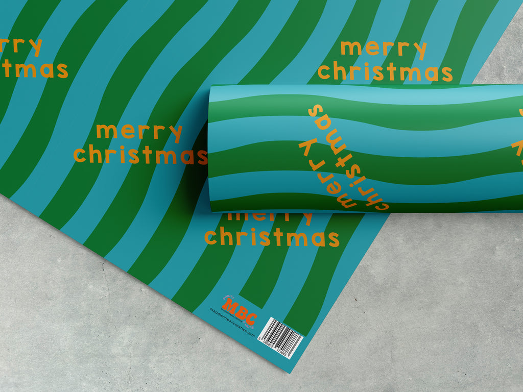 Blue & Green Merry Christmas Gift Wrap