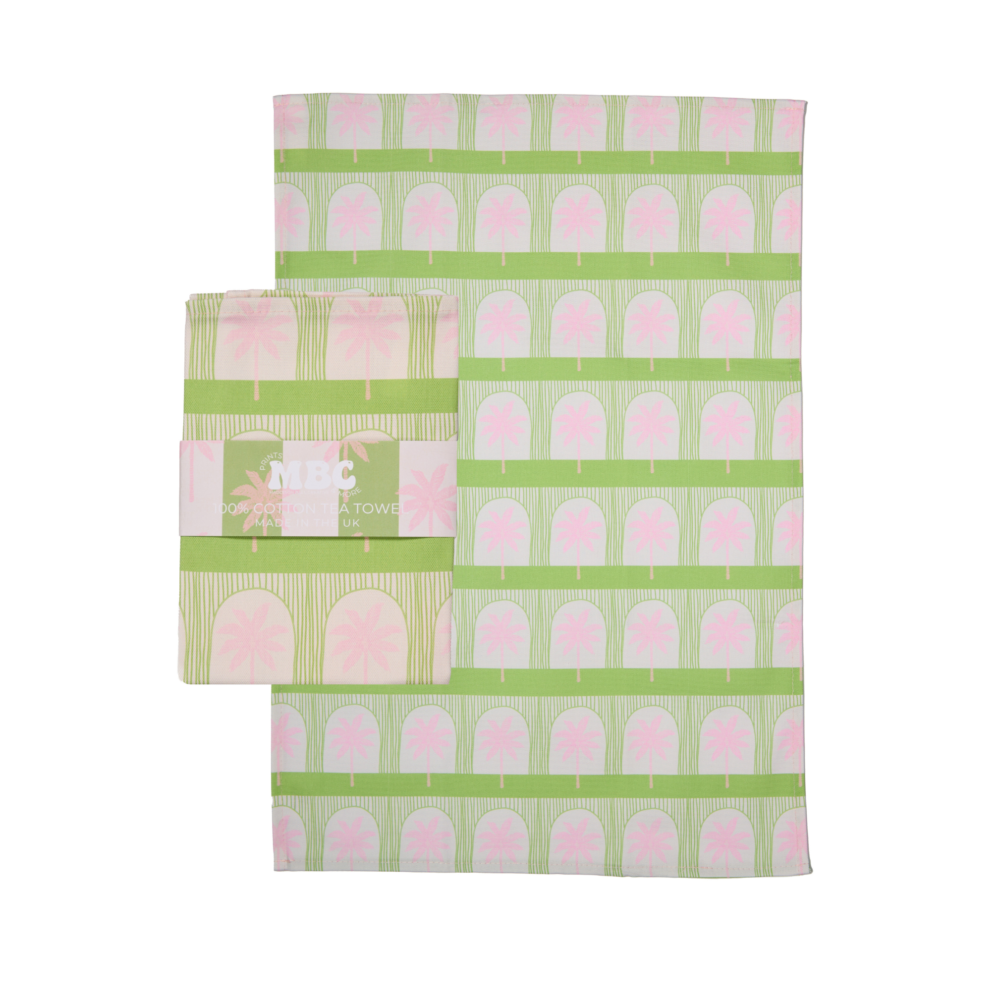 Palm Tile Green Tea Towel