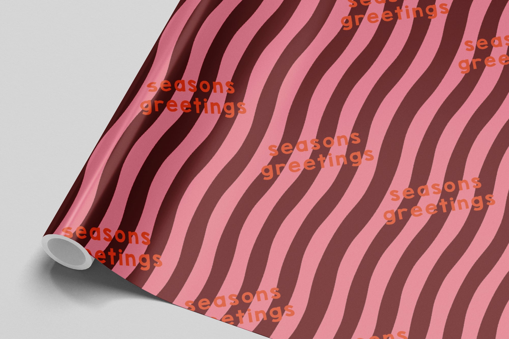 Pink & Maroon Happy Holidays Gift Wrap
