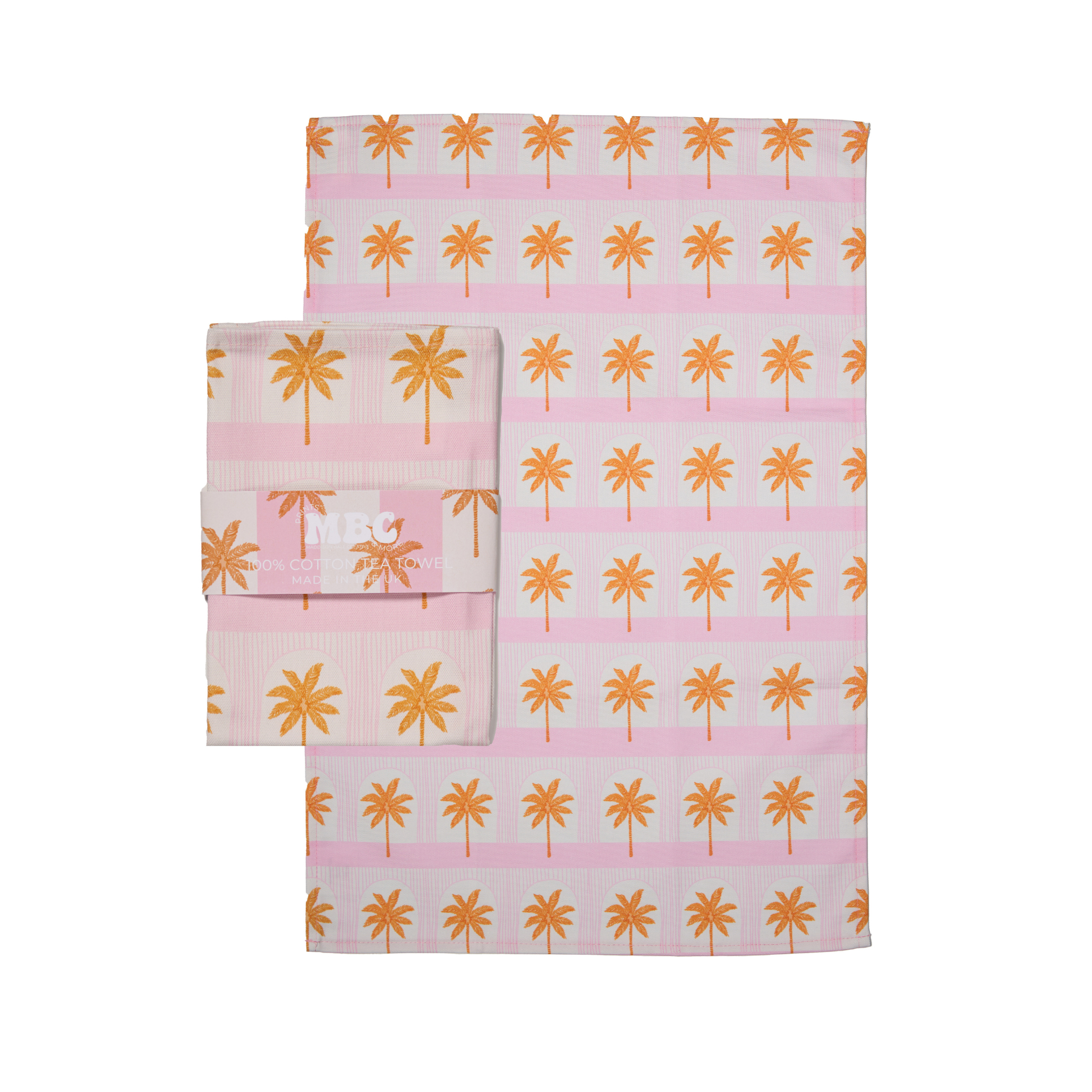 Palm Tile Pink Tea Towel