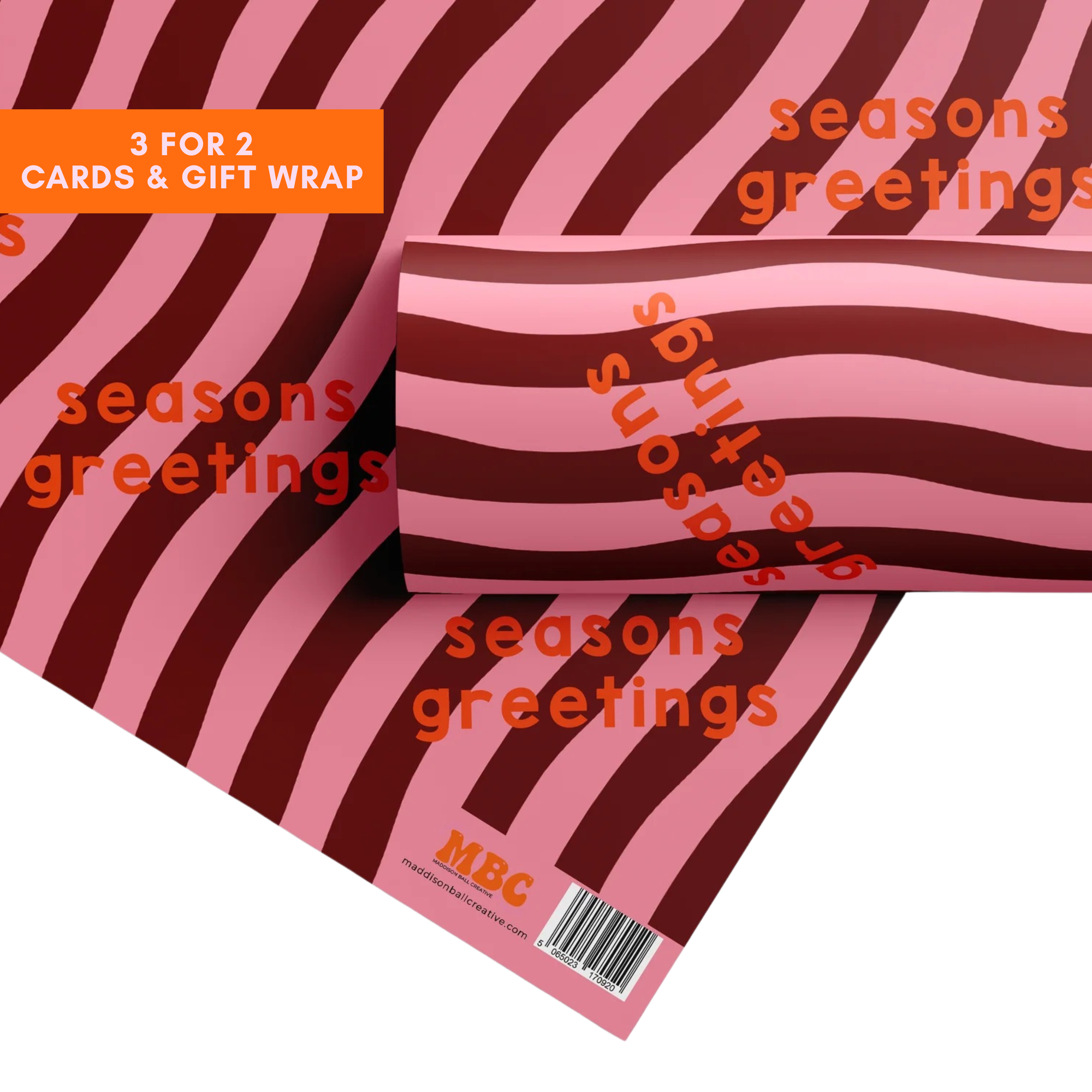 Pink & Maroon Happy Holidays Gift Wrap