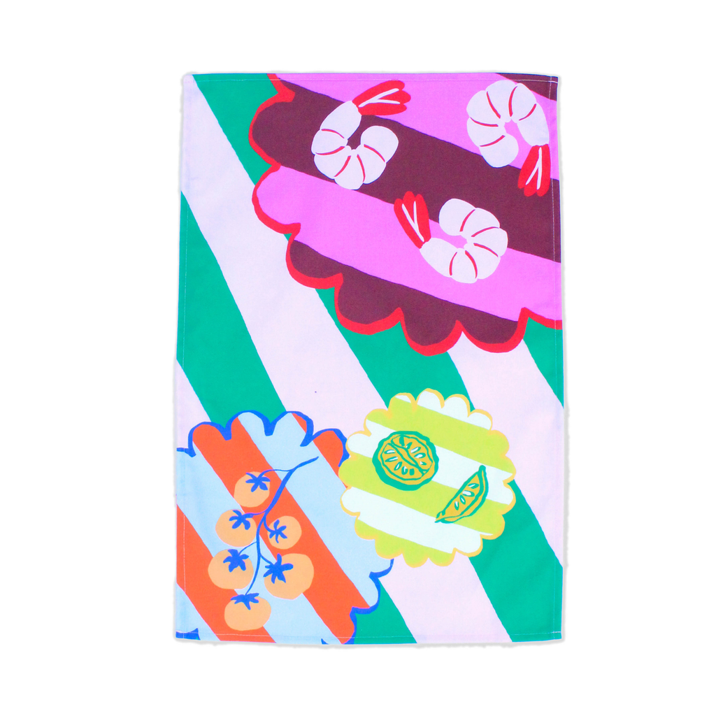 Prawn Kitchen Print Tea Towel