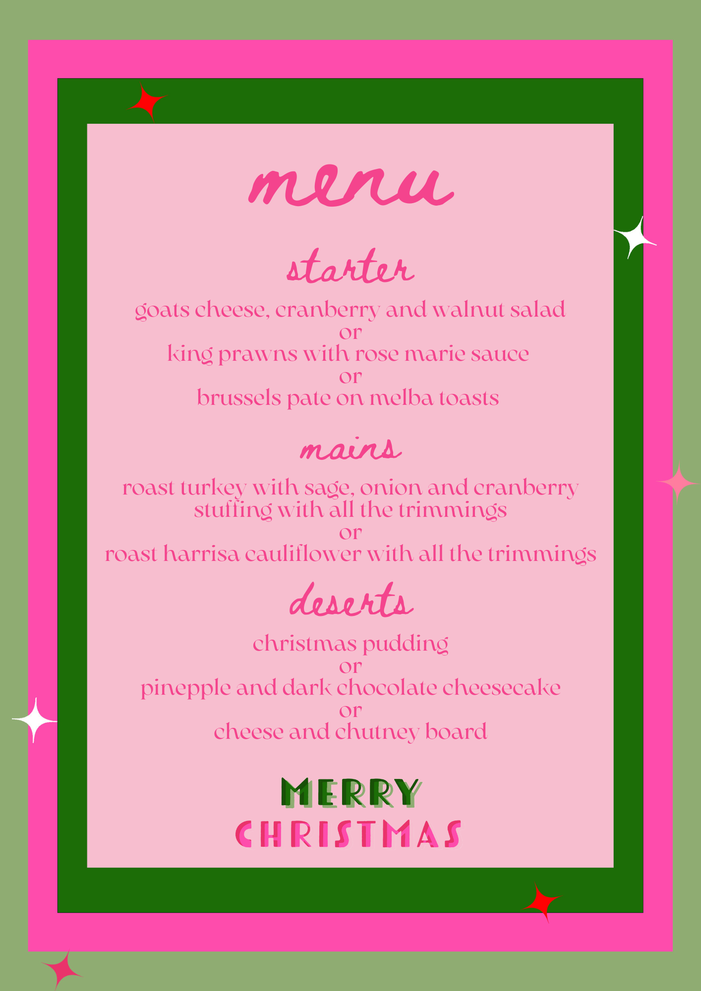 Merry Christmas Menu (Digital Download)