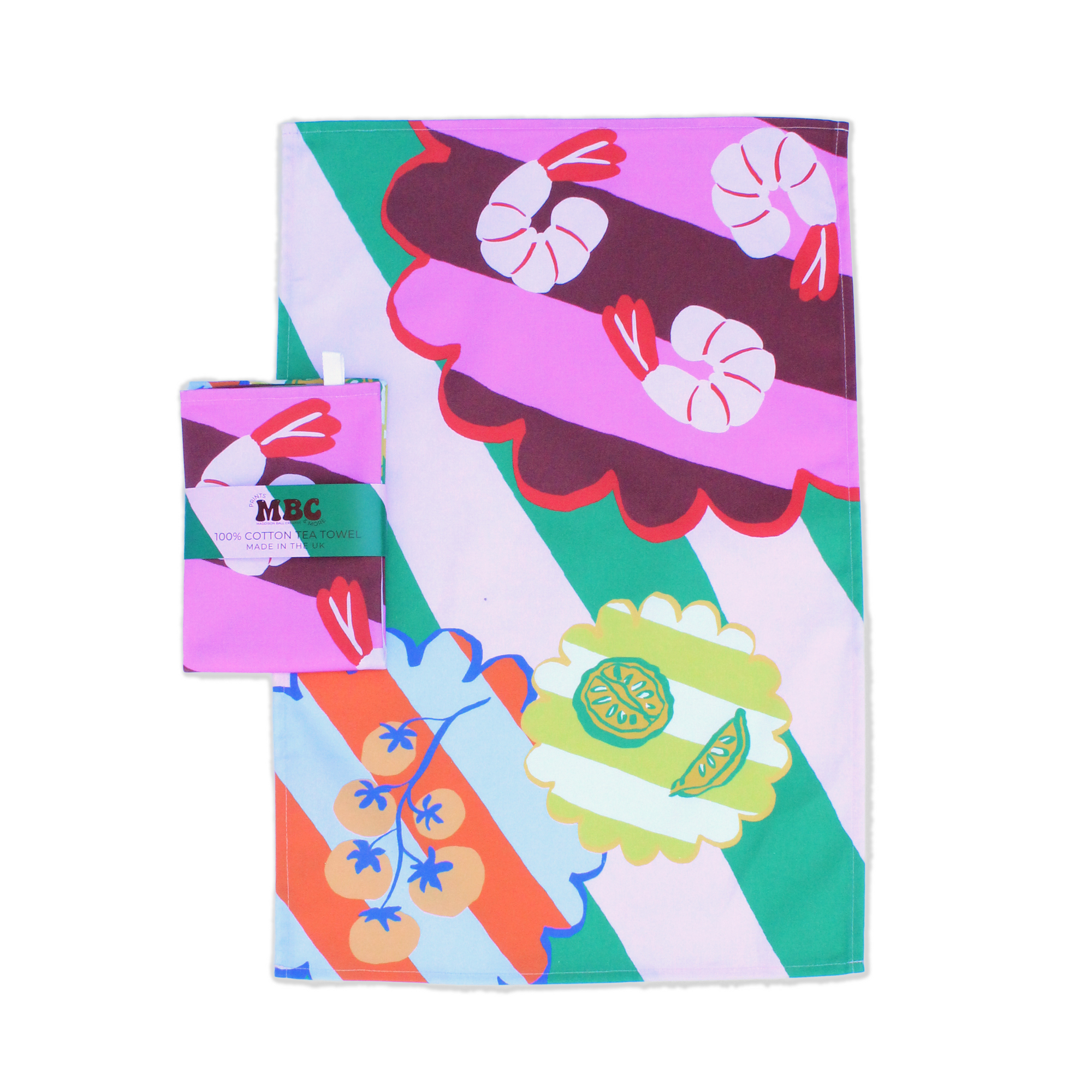 Prawn Kitchen Print Tea Towel