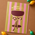 Christmas Time Mistletoe And Wine Gold Foil Christmas Card