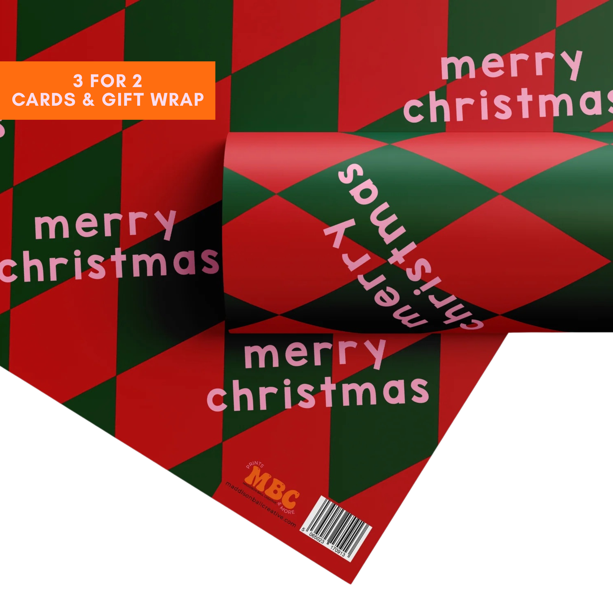 Red & Green Merry Christmas Gift Wrap