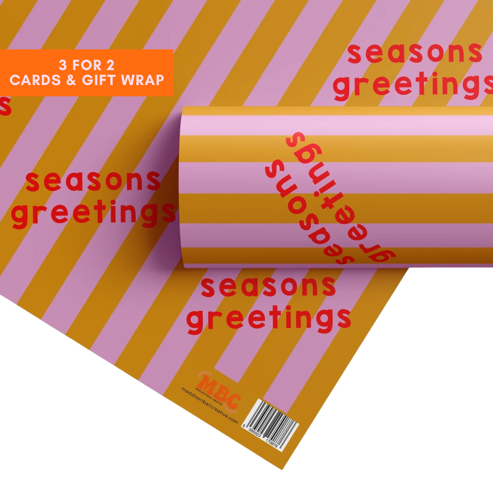 Mustard & Lilac Seasons Greetings Gift Wrap