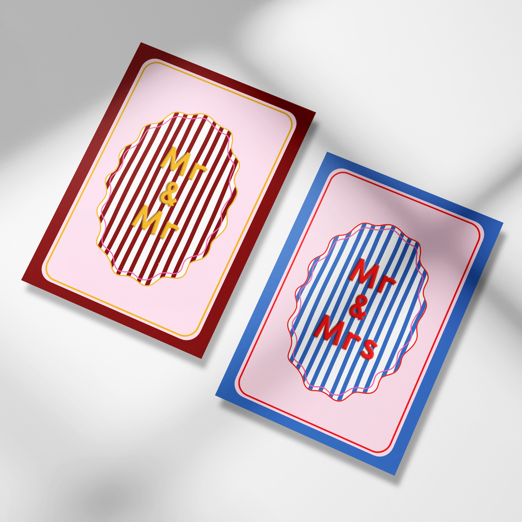 A6 Mr & Mrs Embossed Card