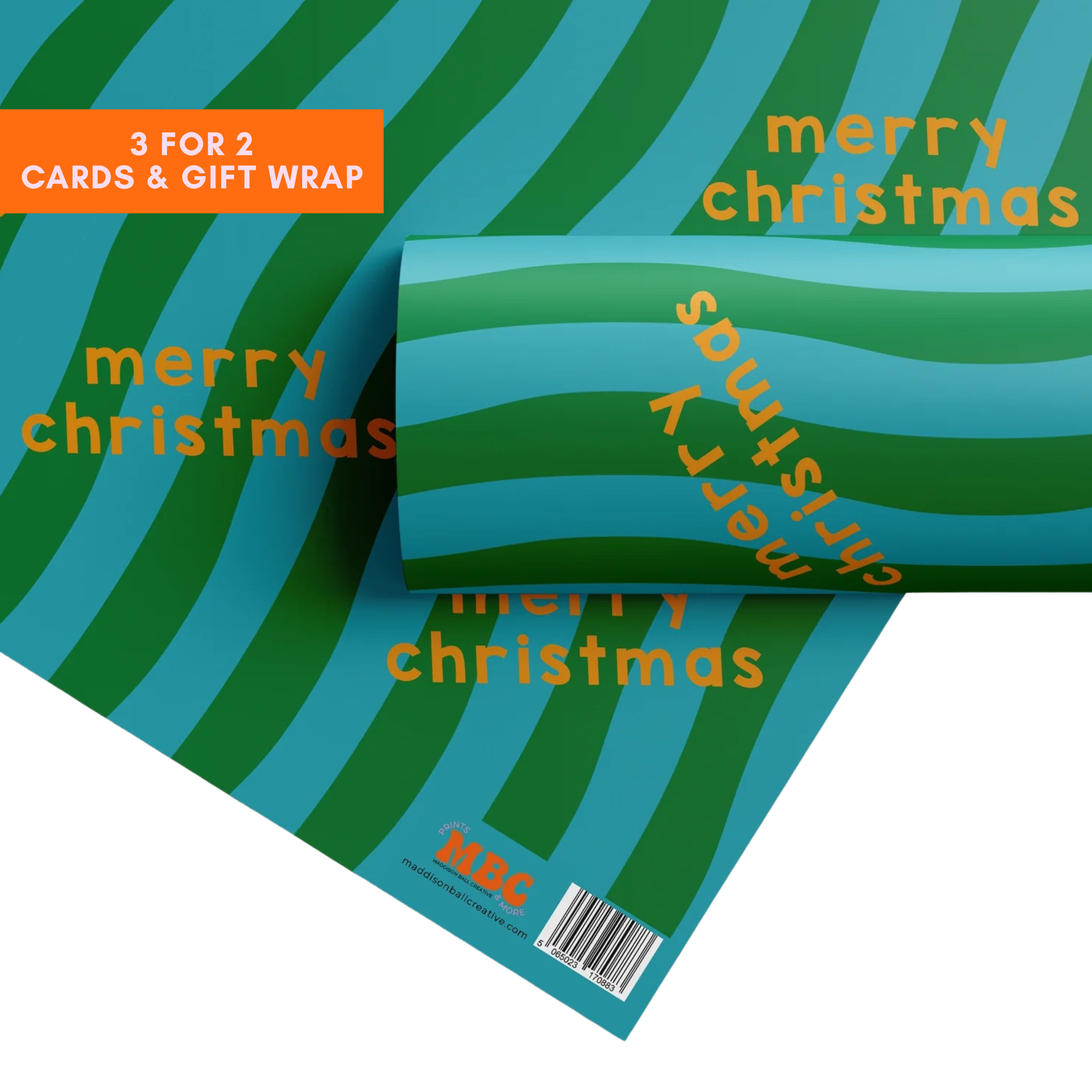 Blue & Green Merry Christmas Gift Wrap