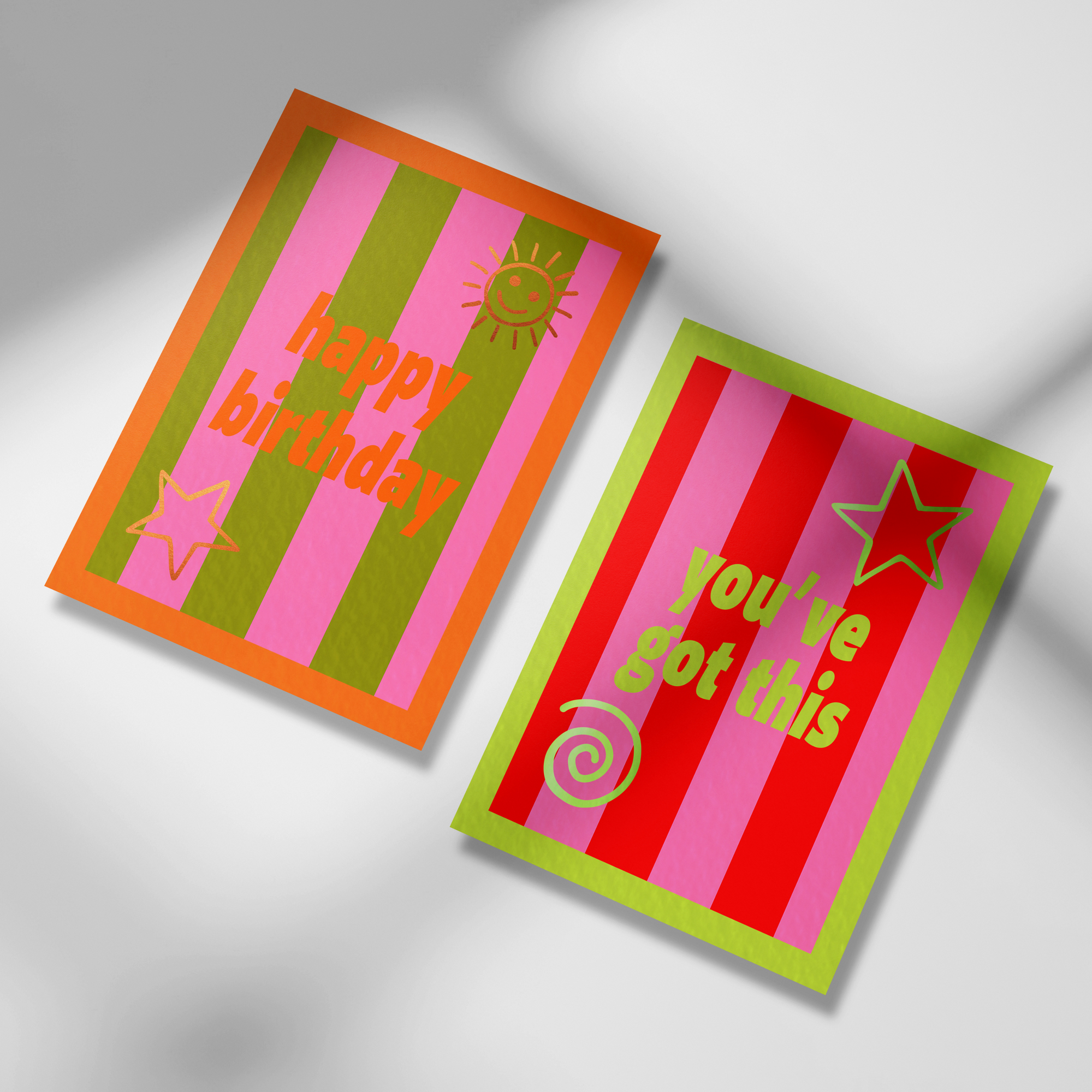 A6 Happy Birthday Stripe Foil Card