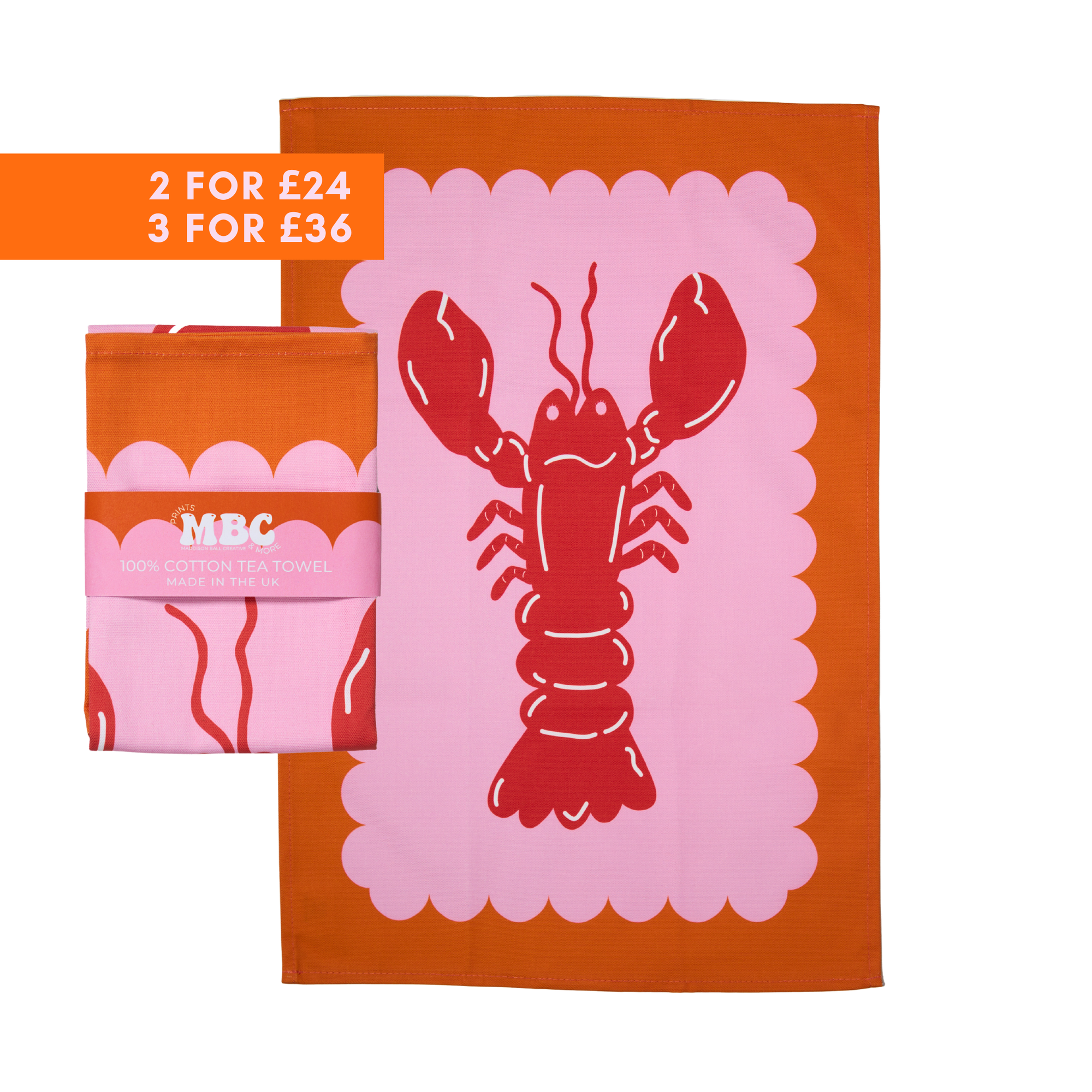 Lobster Scallop Tea Towel