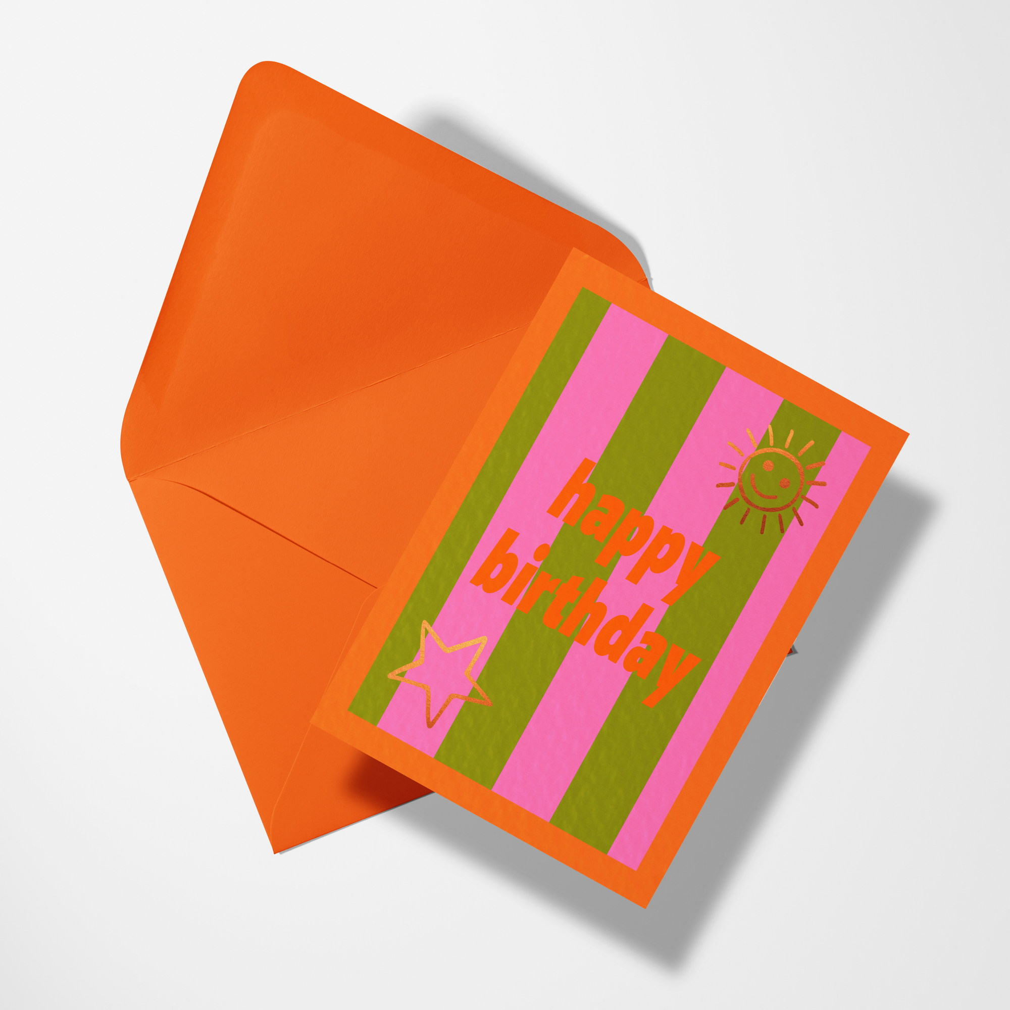 A6 Happy Birthday Stripe Foil Card