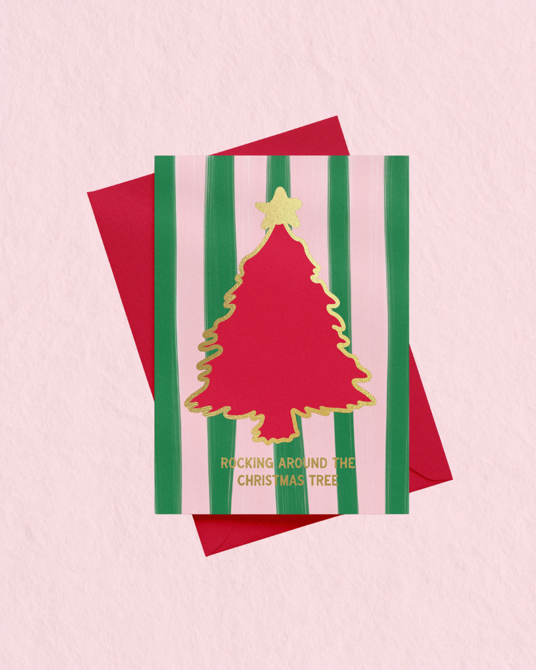 Rocking Around The Christmas Tree Christmas Gold Foil Card
