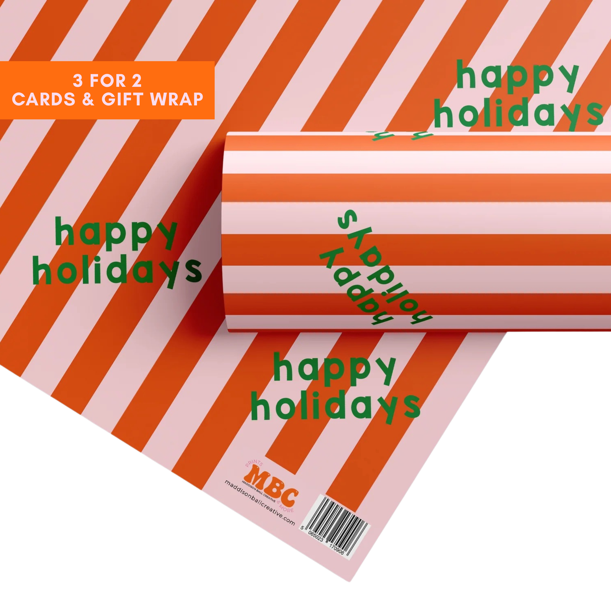 Peach & Orange Happy Holidays Gift Wrap