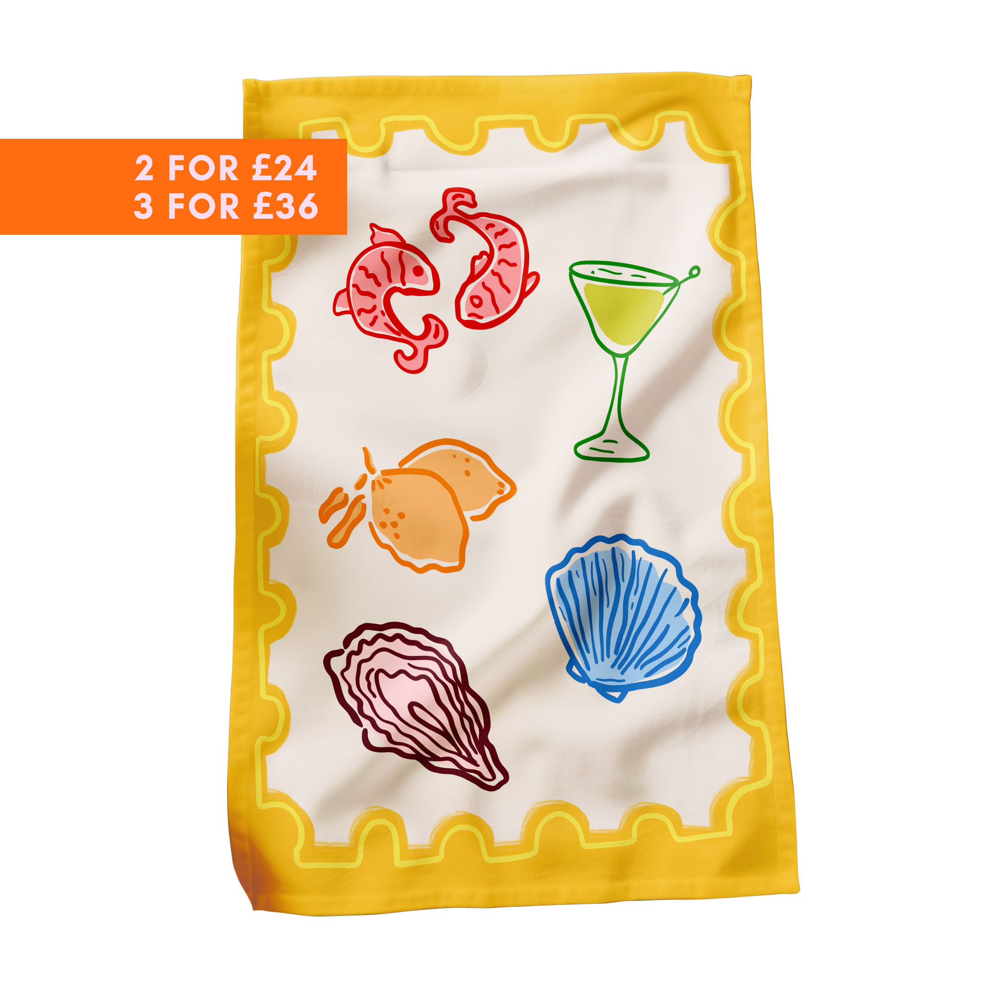 Yellow Postcard Tea Towel