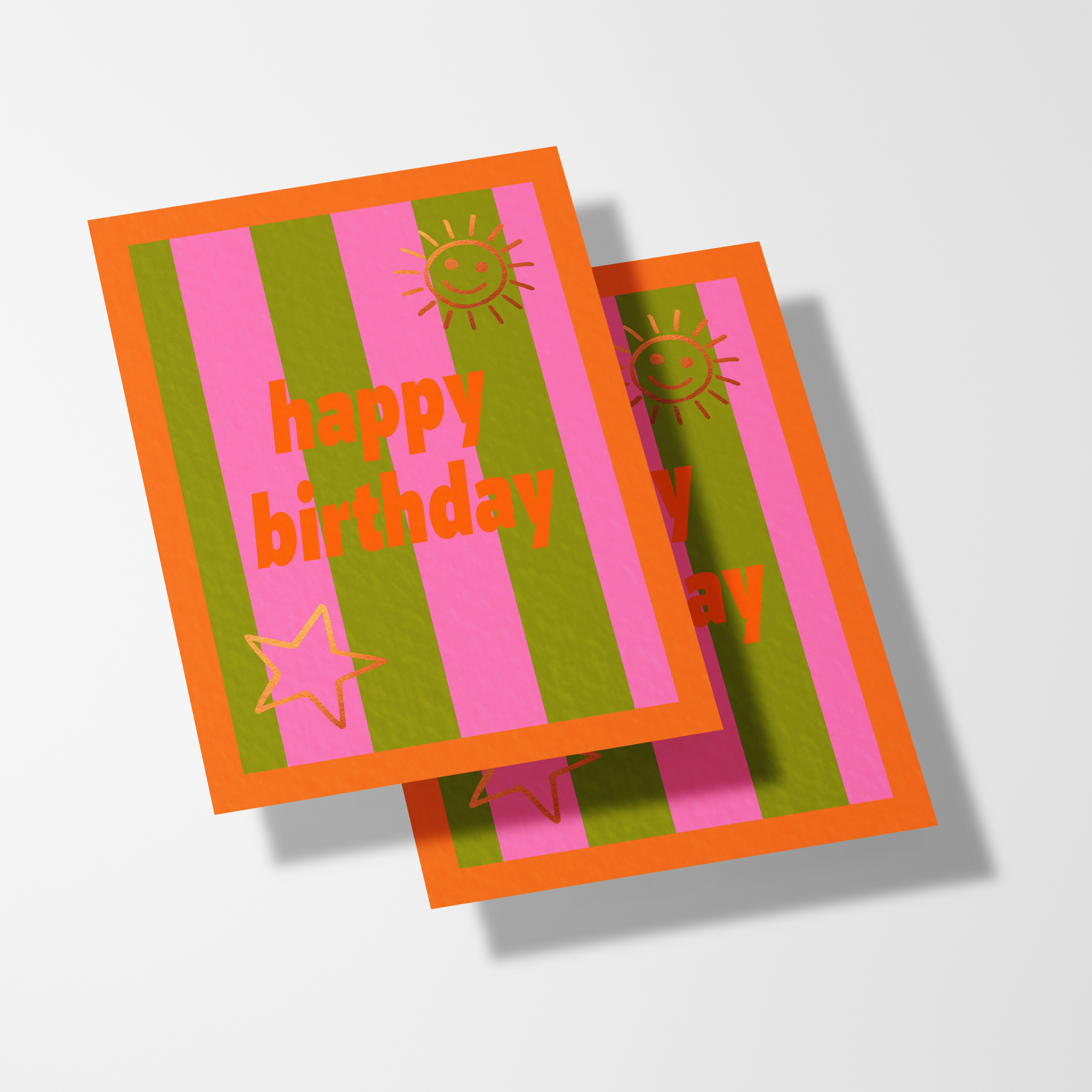 A6 Happy Birthday Stripe Foil Card