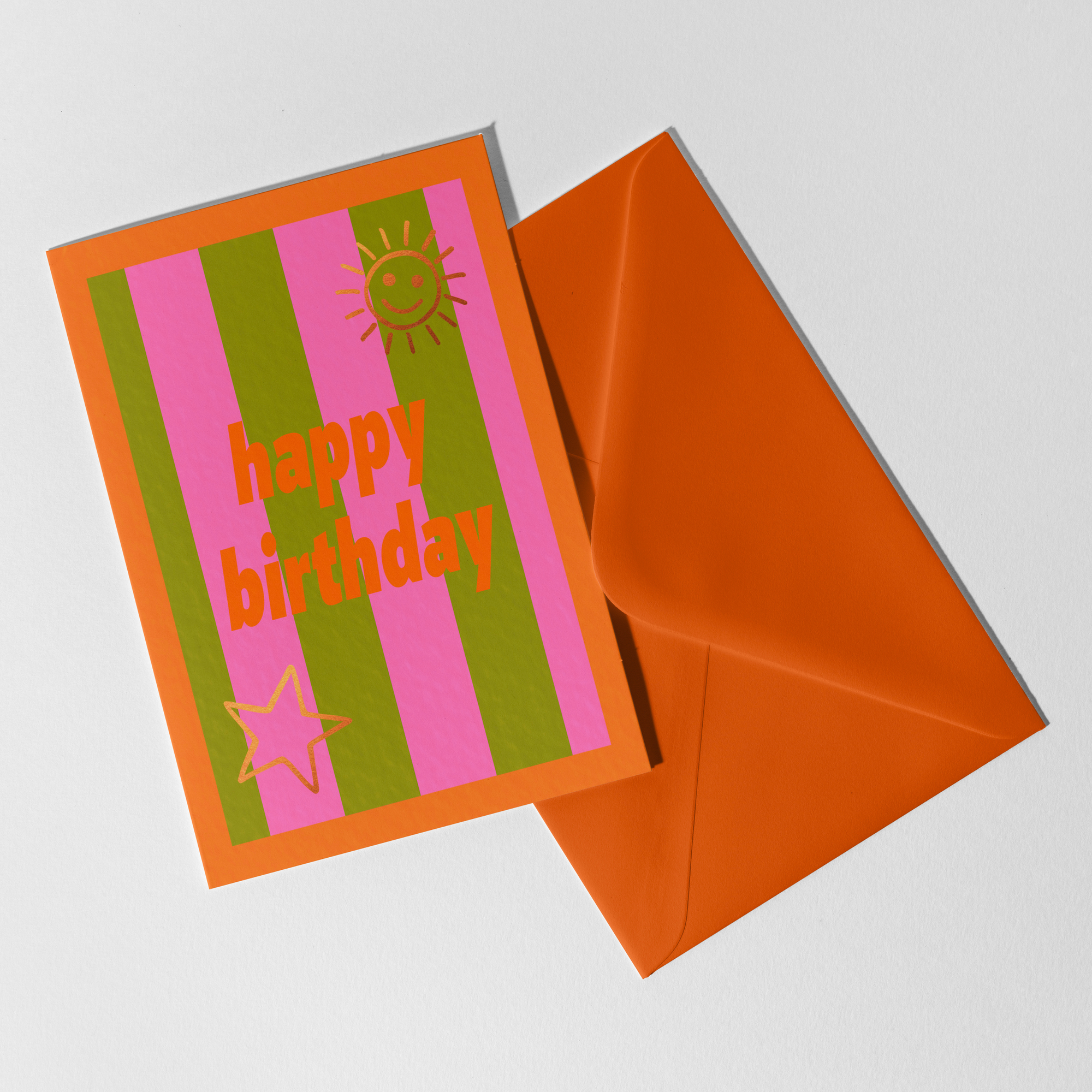 A6 Happy Birthday Stripe Foil Card