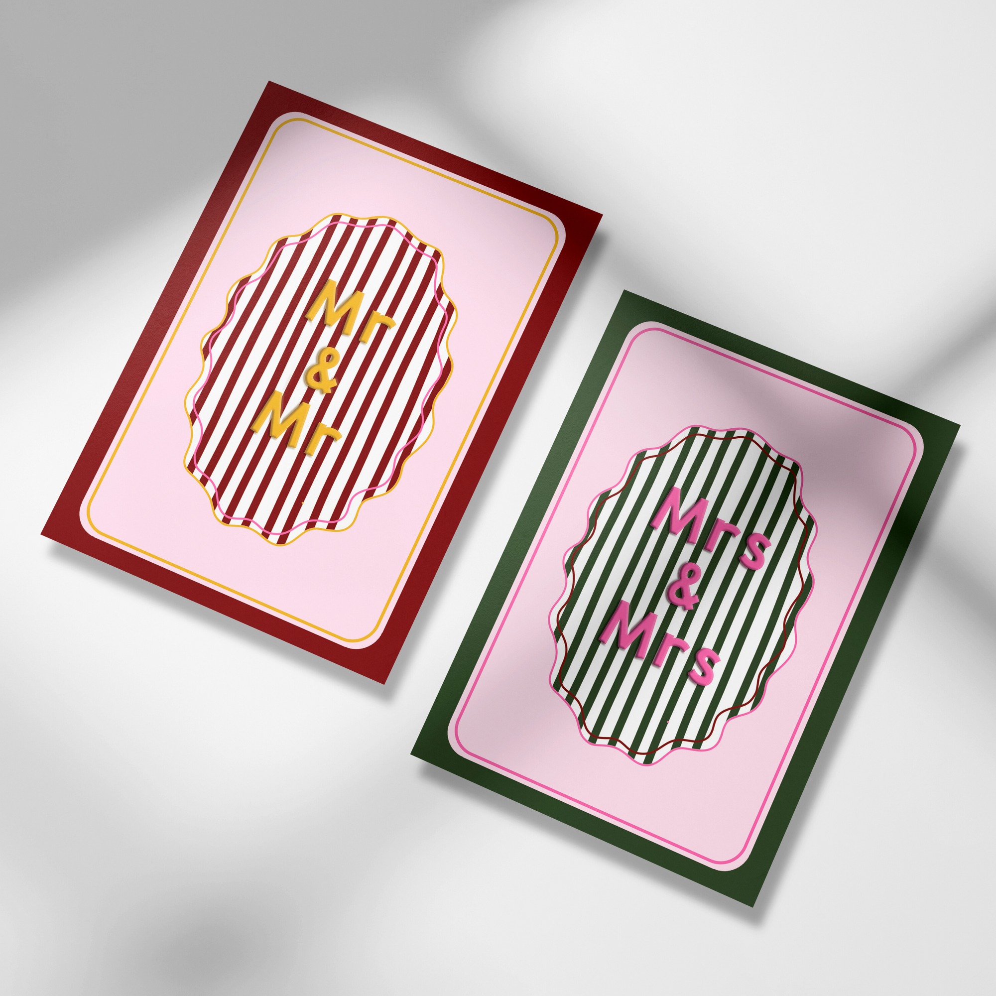 A6 Mrs & Mrs Embossed Card