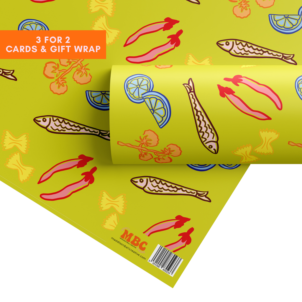 Green Postcard Pattern Gift Wrap