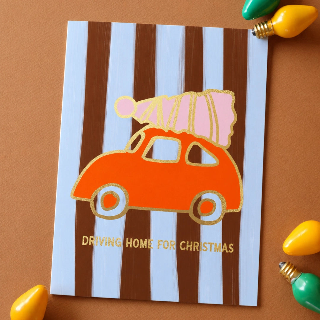 Driving Home For Christmas Gold Foil Card