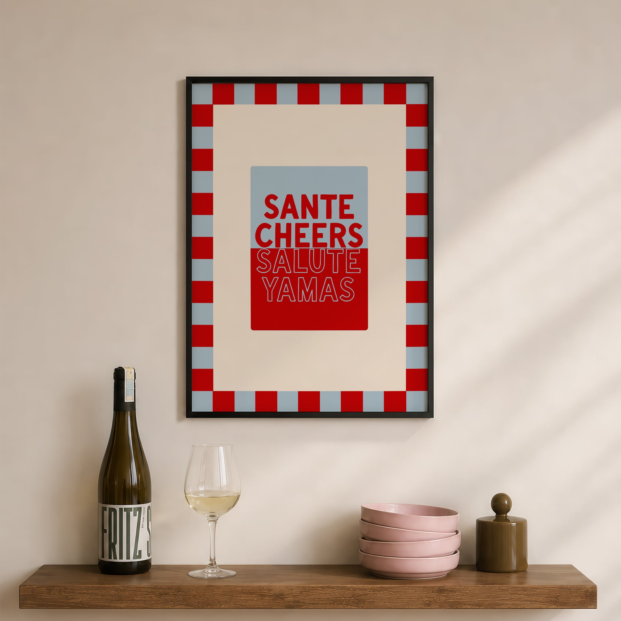 Cheers in Baby Blue & Crimson