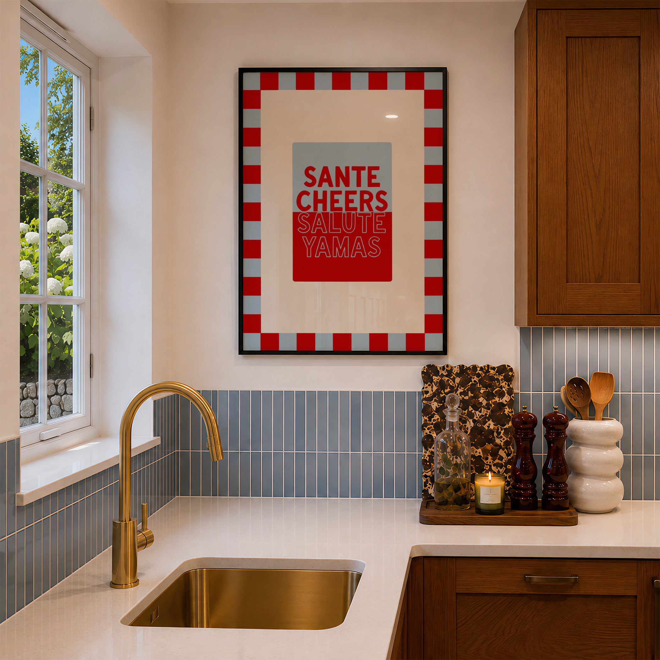 Cheers in Baby Blue & Crimson