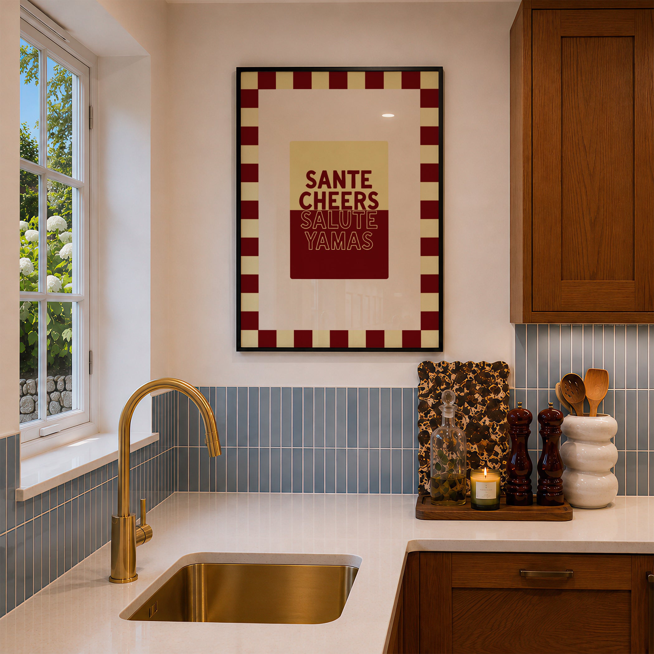 Cheers in Buttermilk & Maroon