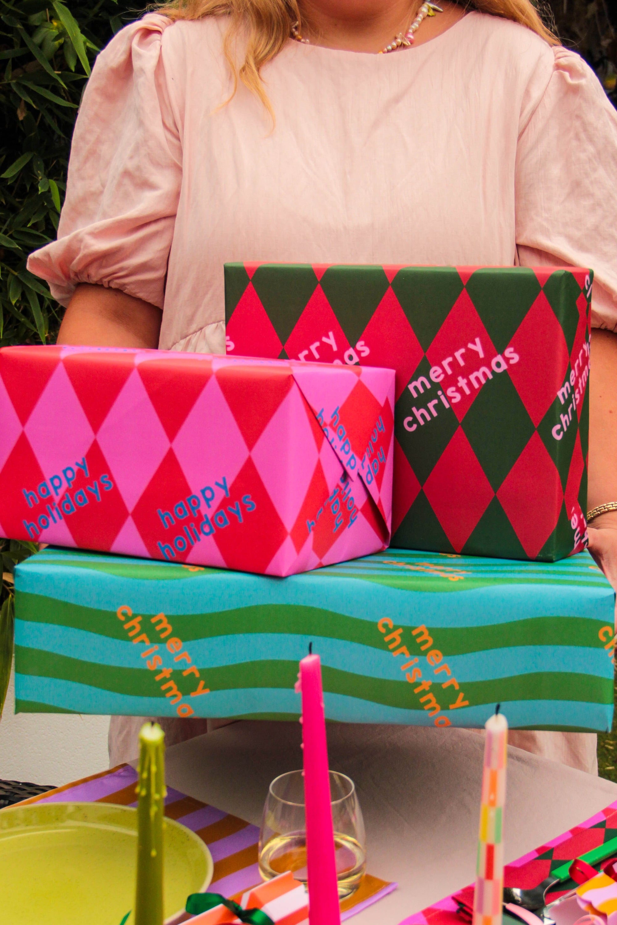 Red & Green Merry Christmas Gift Wrap