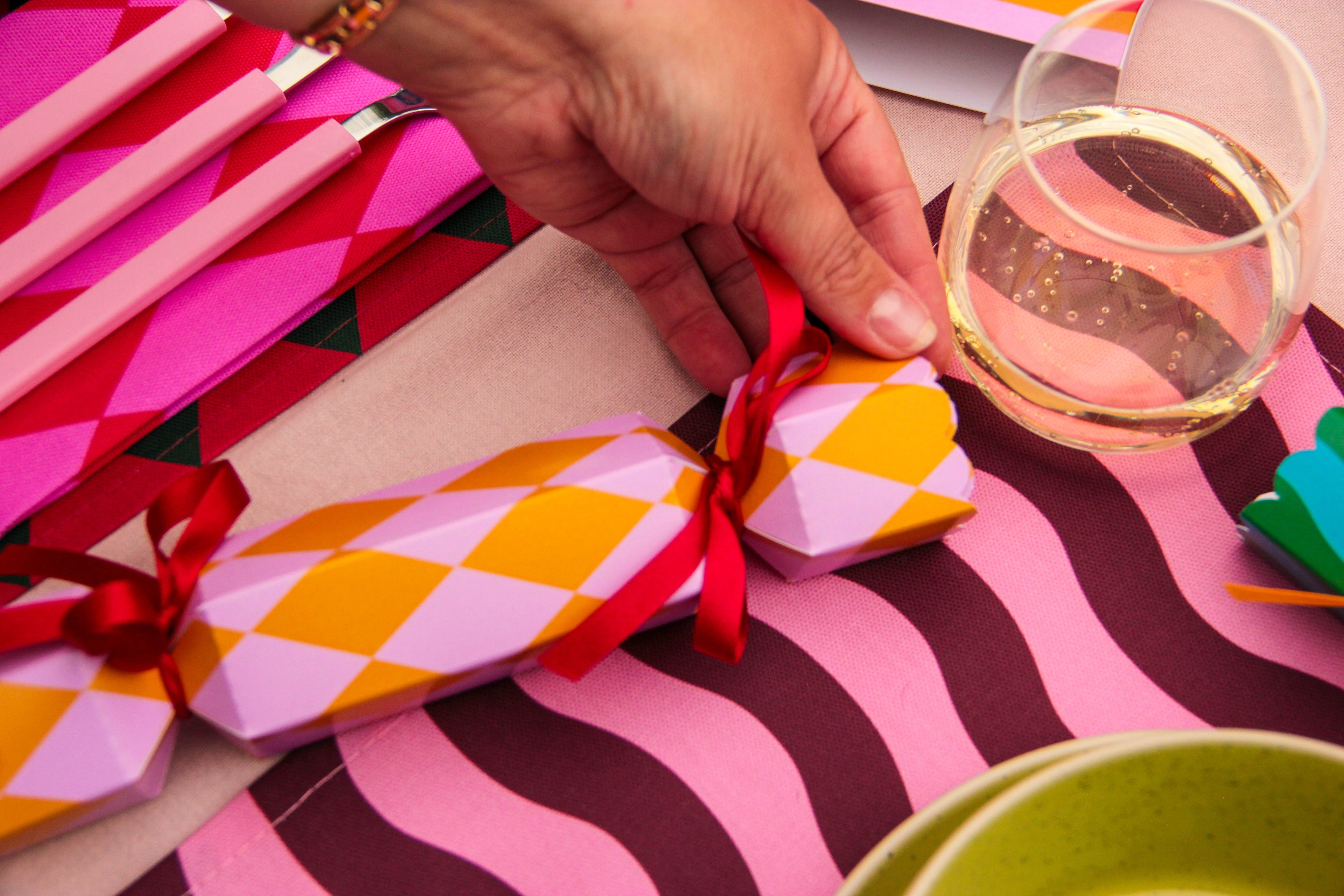 Pink & Maroon Placemat/Napkin Pair