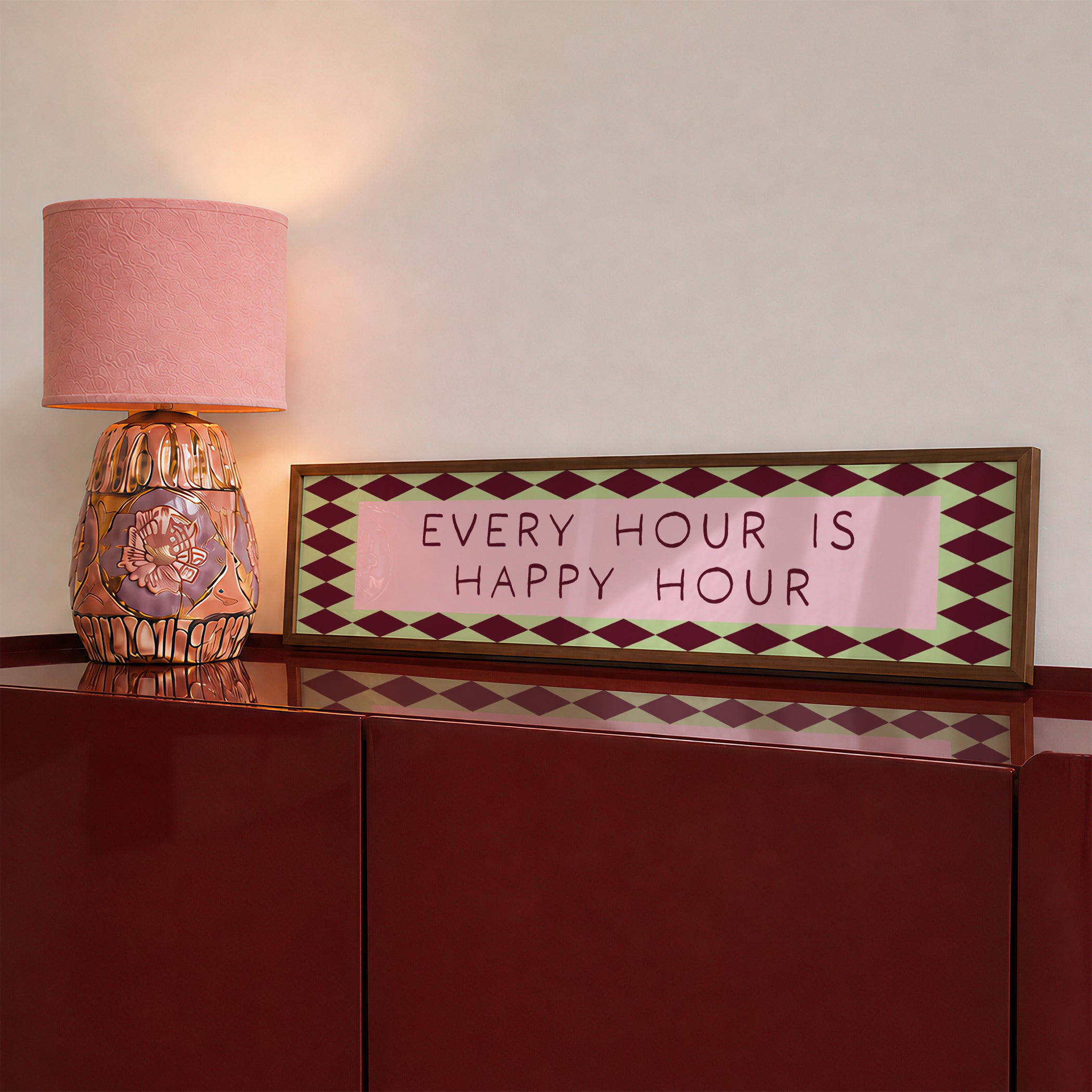 Happy Hour Is Every Hour Panoramic Framed Print 60cm x 12cm