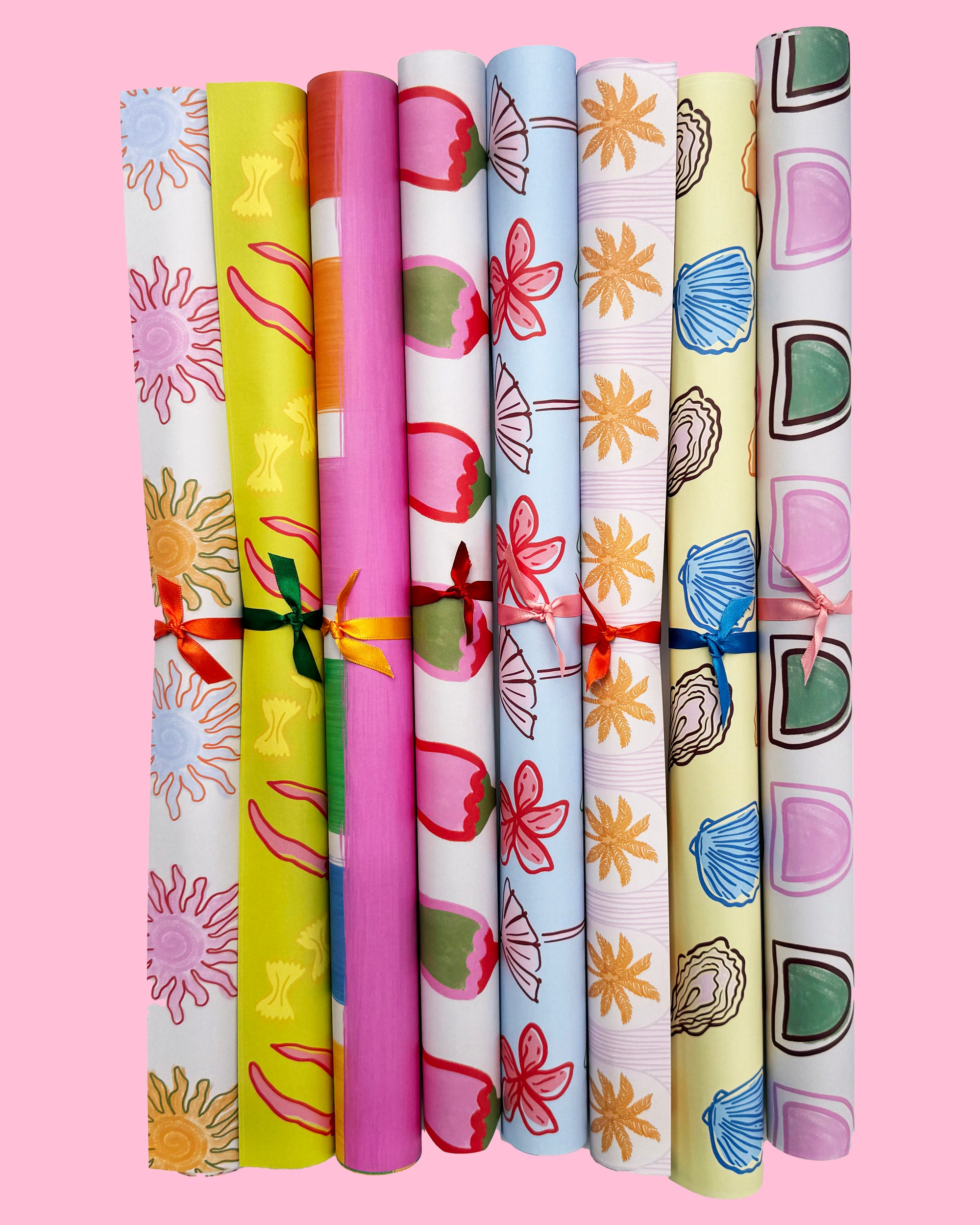 Yellow Postcard Pattern Gift Wrap