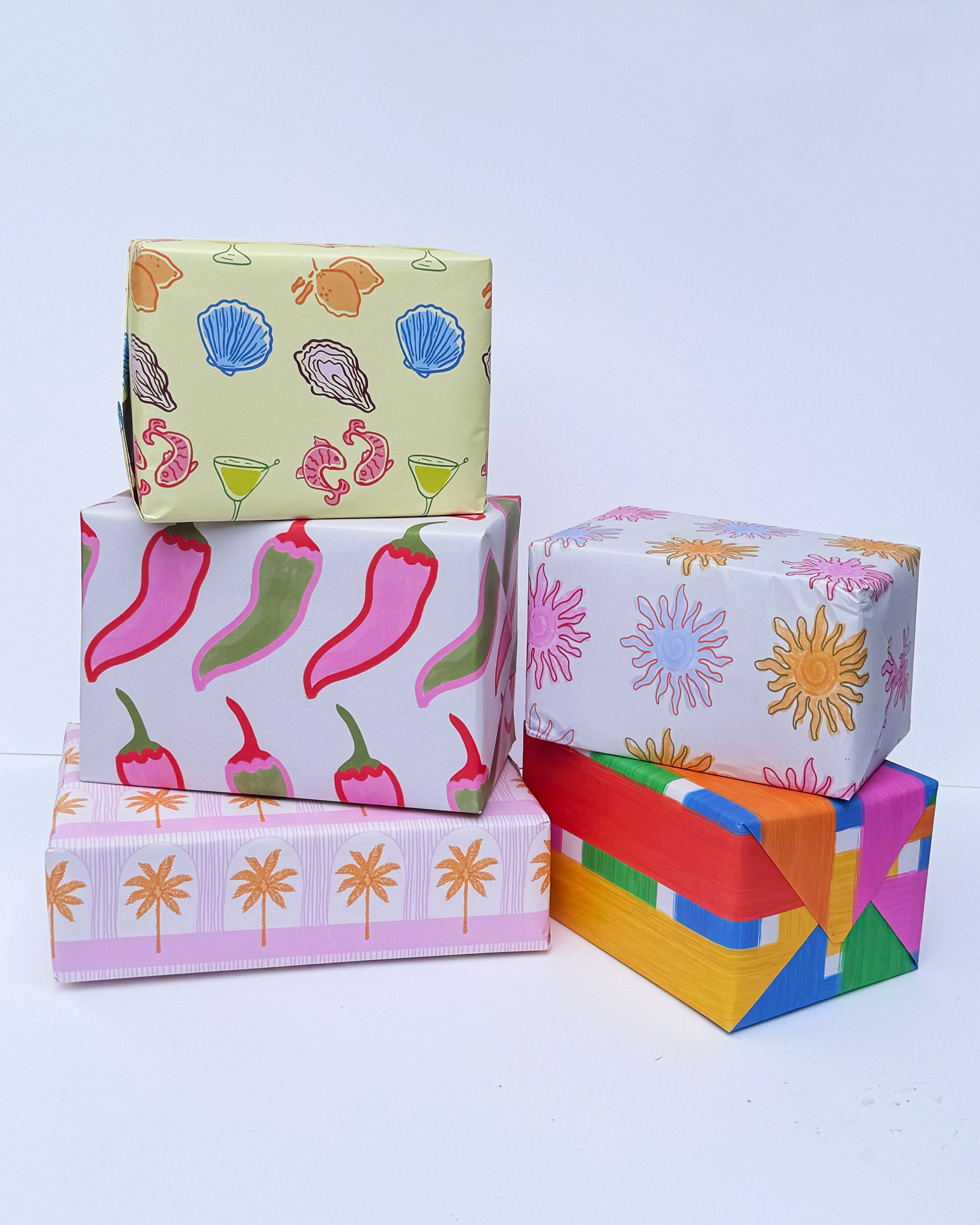 Yellow Postcard Pattern Gift Wrap