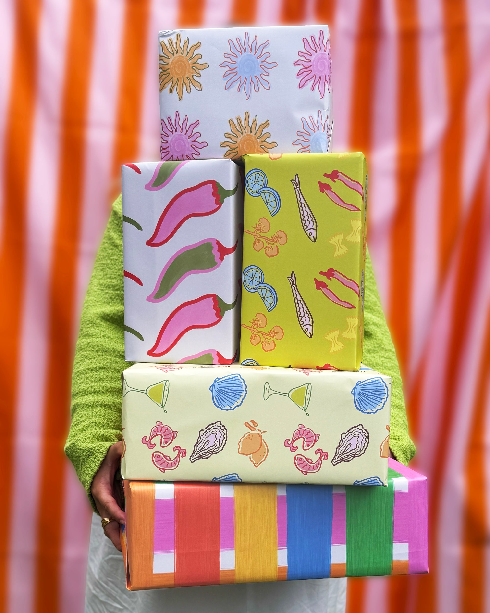 Yellow Postcard Pattern Gift Wrap