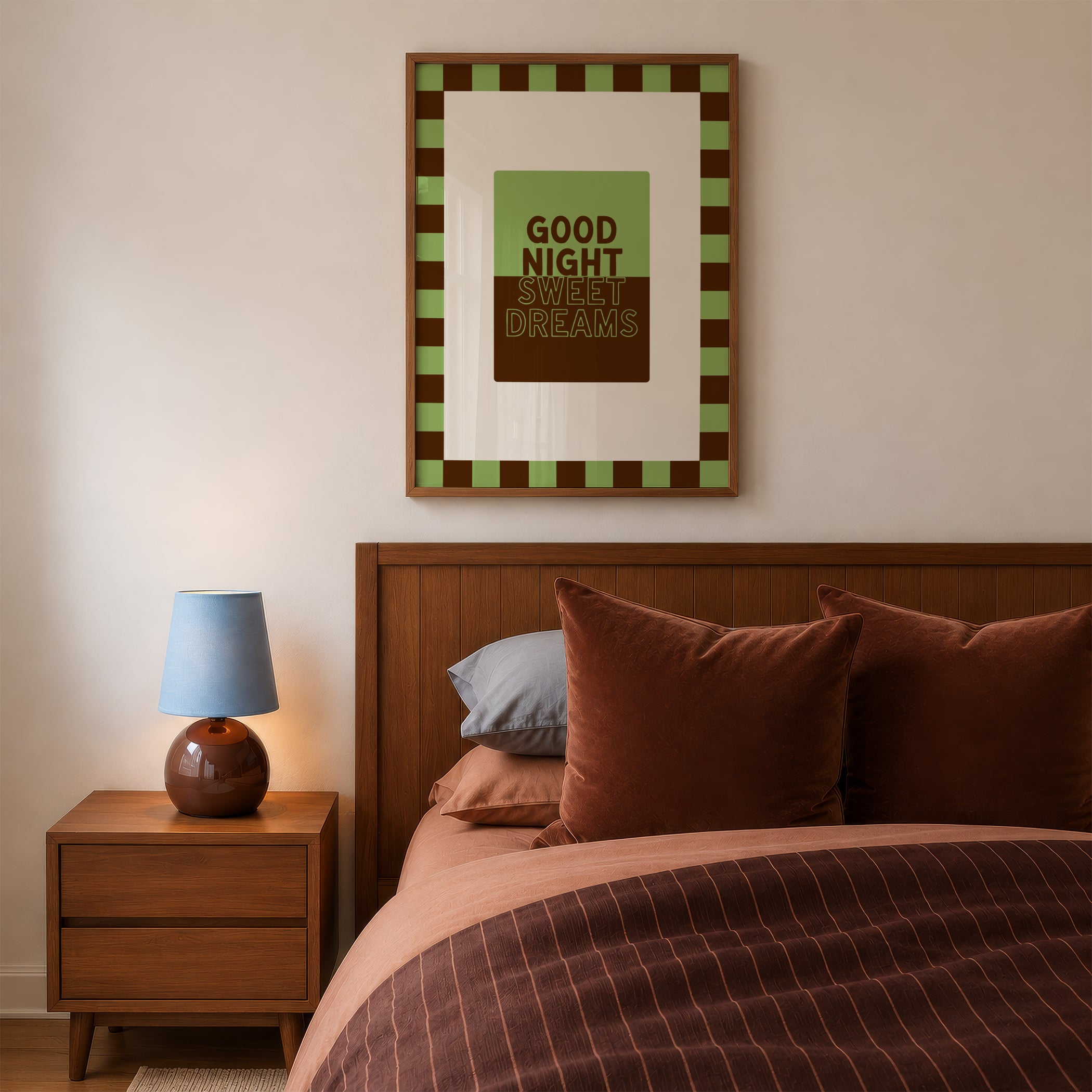 Good Night Sweet Dreams in Olive & Brown