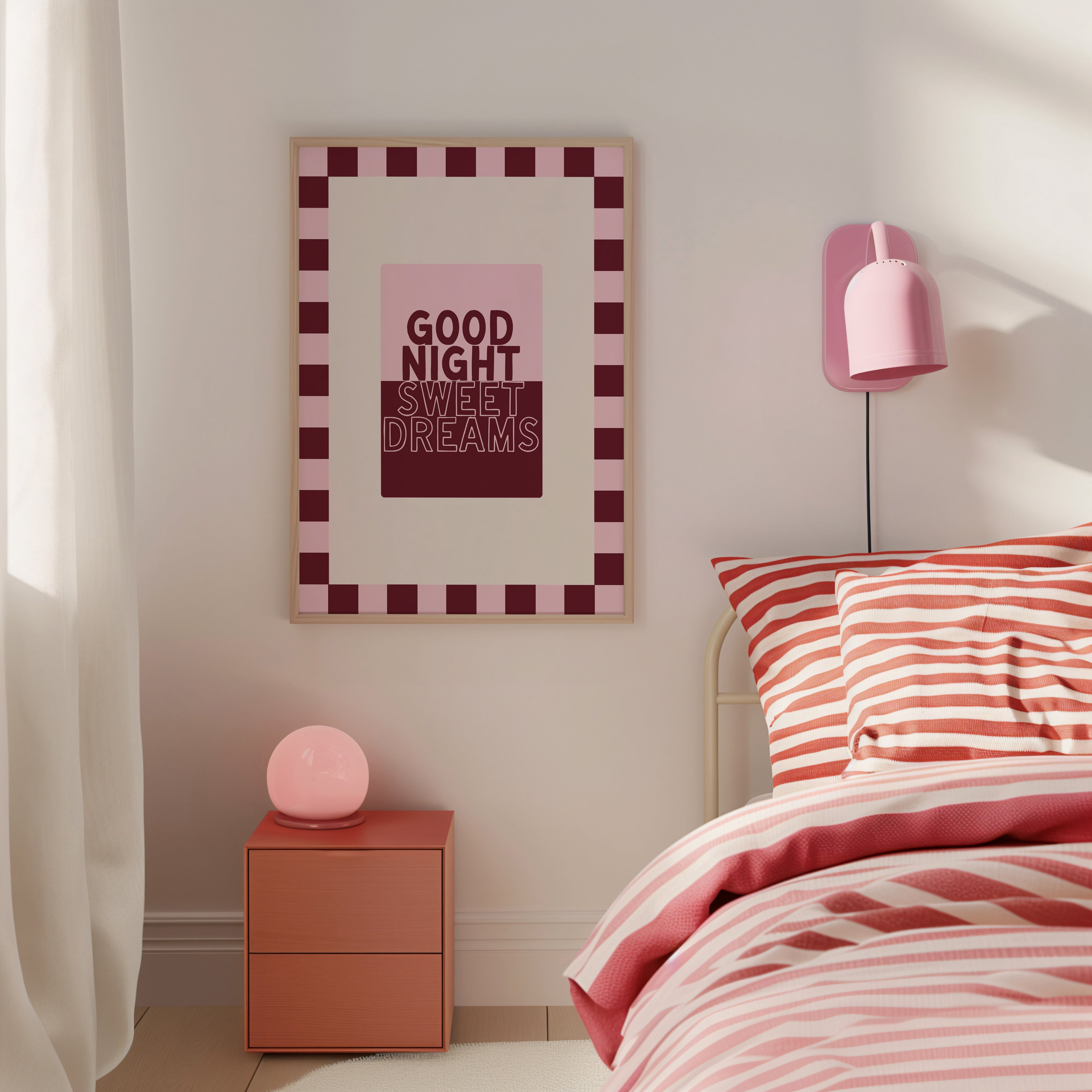Good Night Sweet Dreams in Cotton Candy & Maroon
