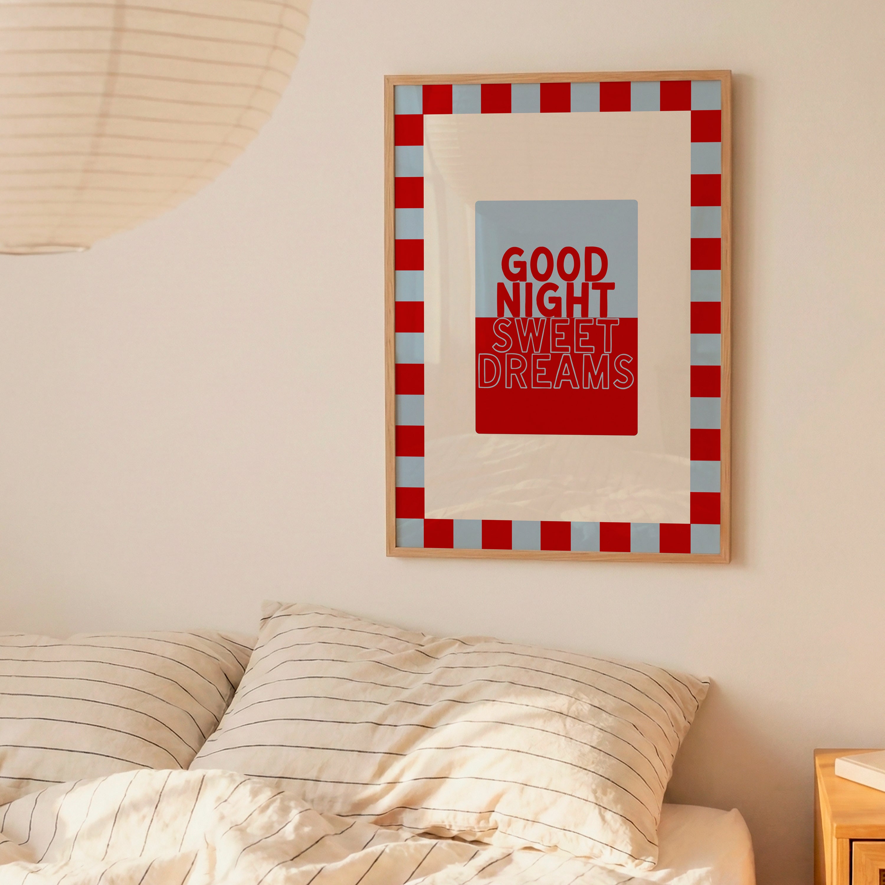 Good Night Sweet Dreams in Baby Blue & Crimson