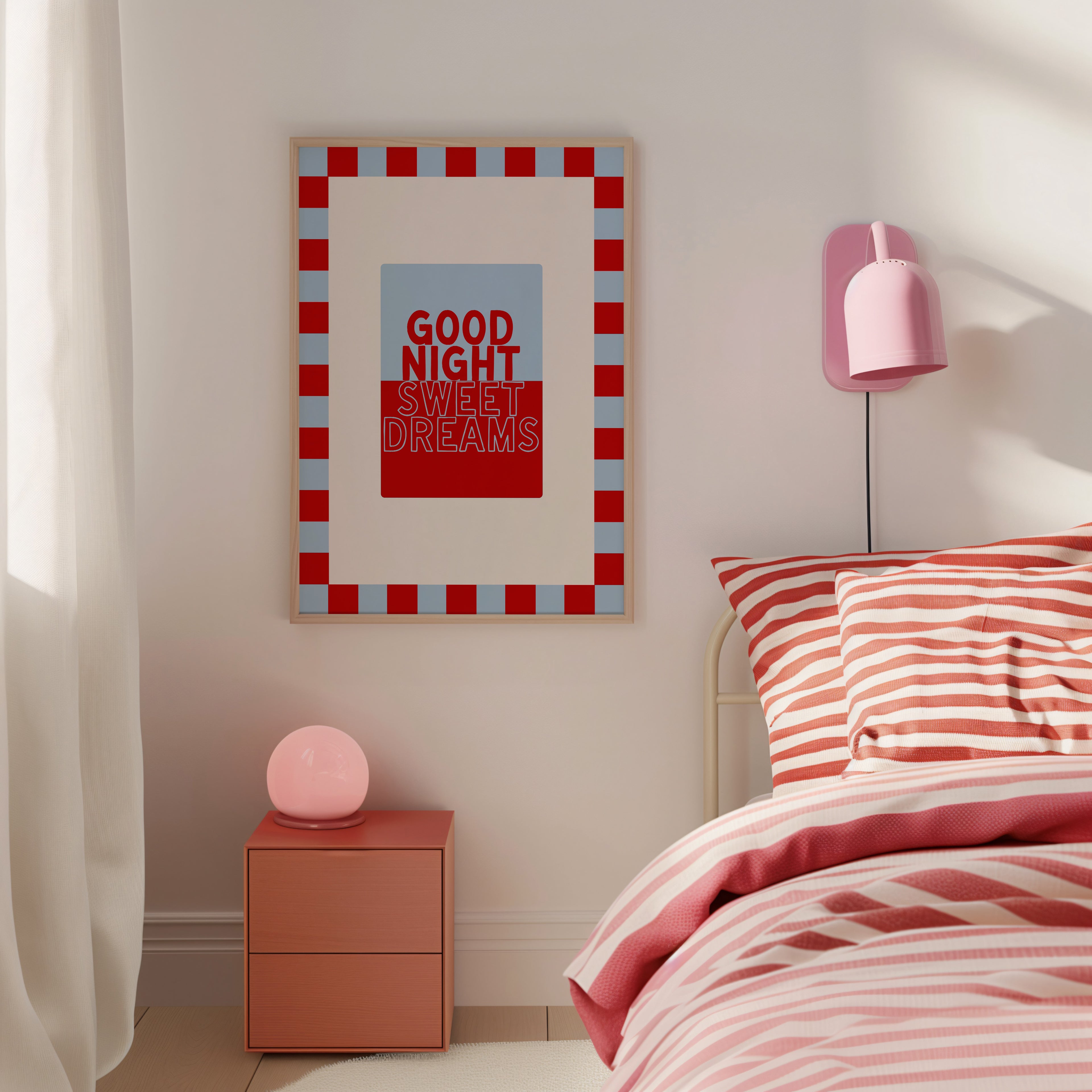 Good Night Sweet Dreams in Baby Blue & Crimson