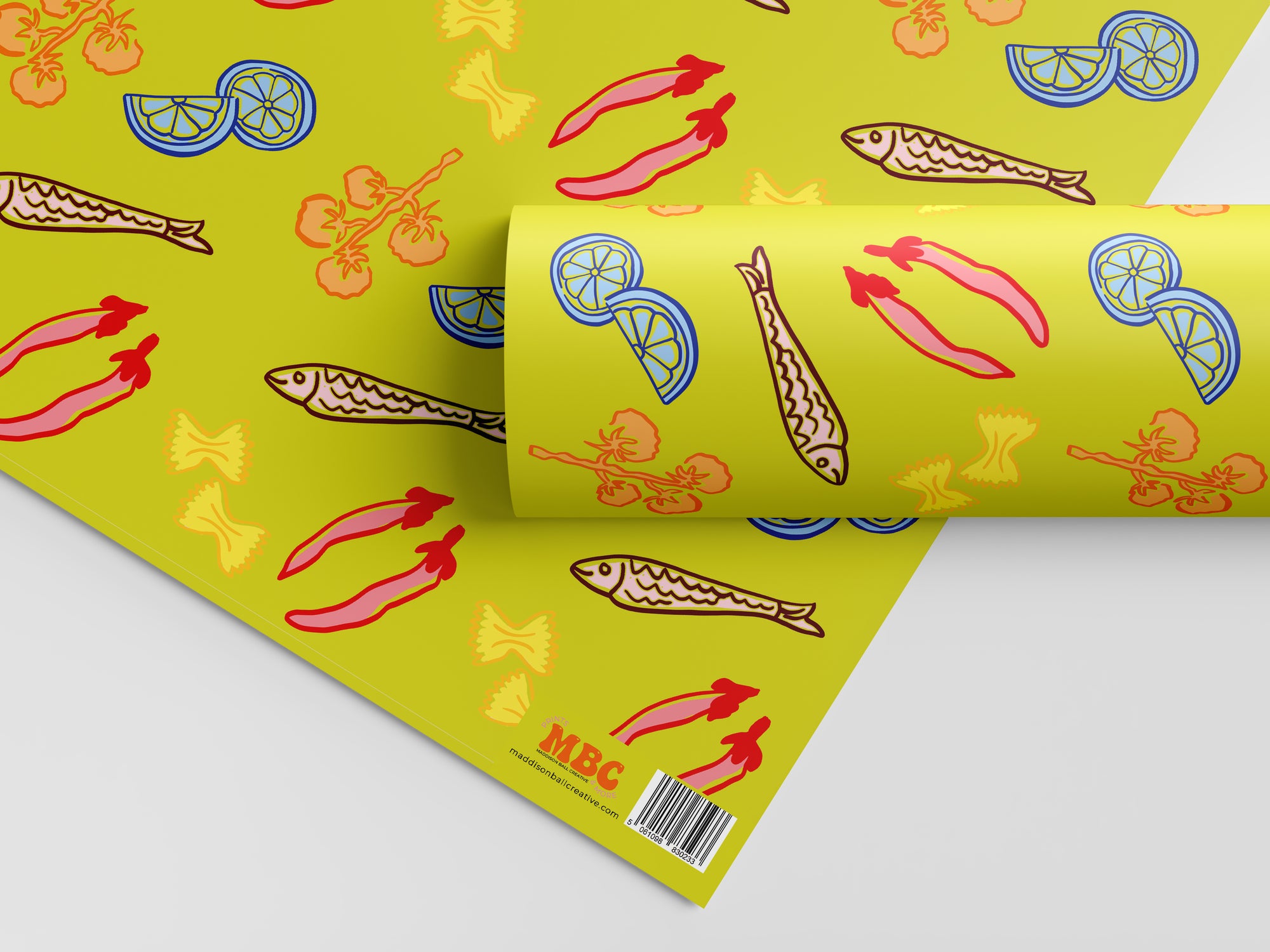 Green Postcard Pattern Gift Wrap