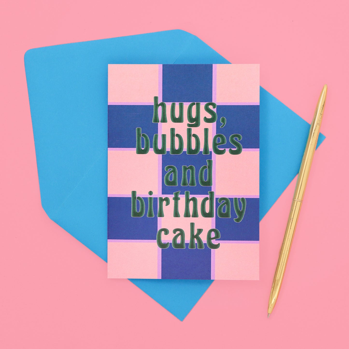 A6 Hugs Bubbles and Birthday Cake Card